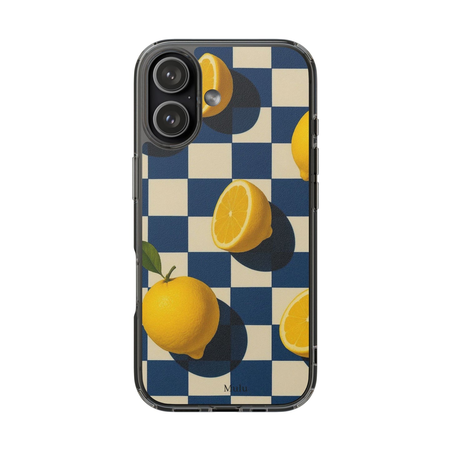Clear Impact-Resistant Case — Retro Checkered Lemons Phone Case