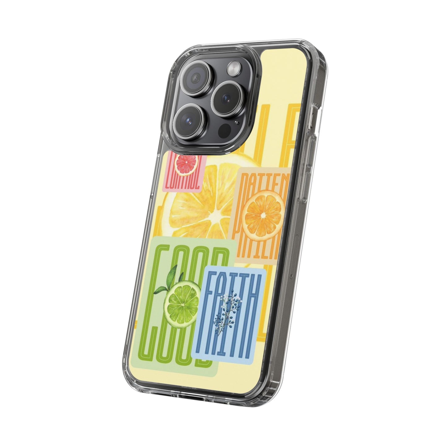 Clear Phone Case — Citrus Fruit Typography "Good Faith" Design