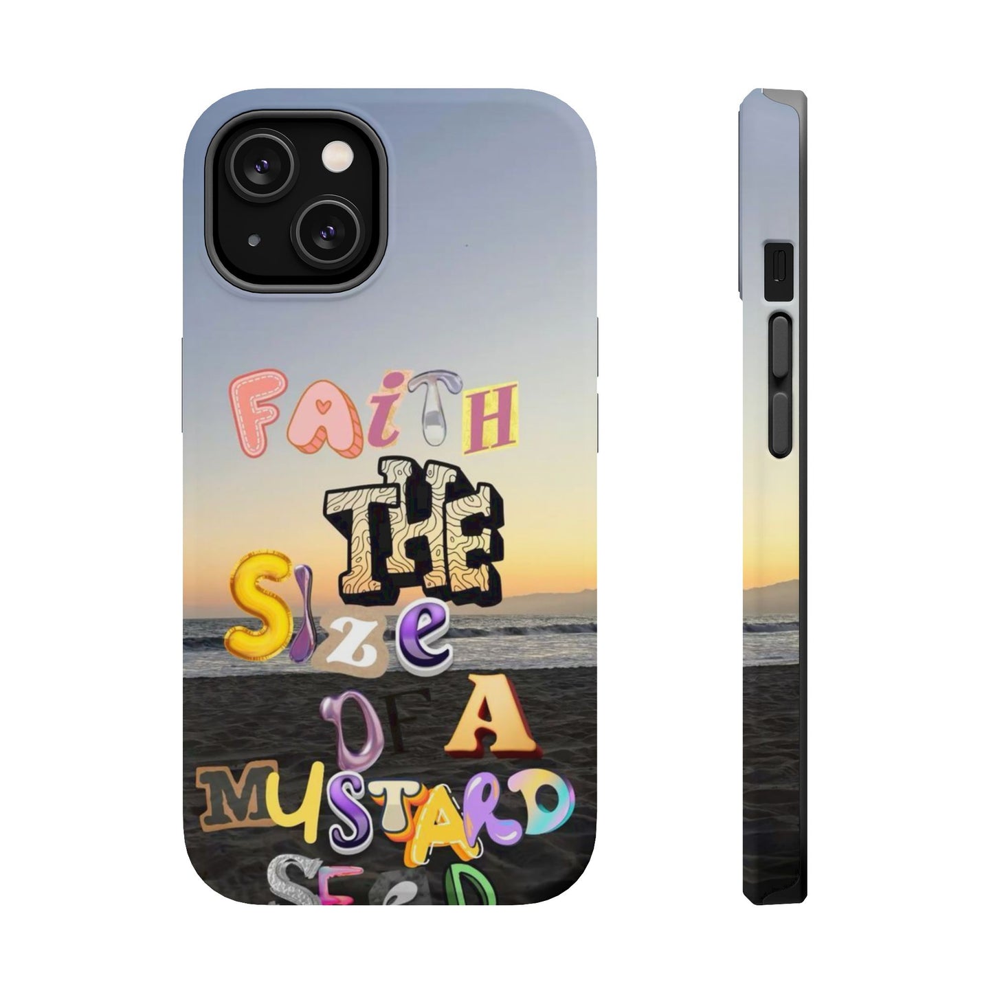 Magnetic Impact-Resistant Phone Case — "Faith the Size of a Mustard Seed" Sunset Design