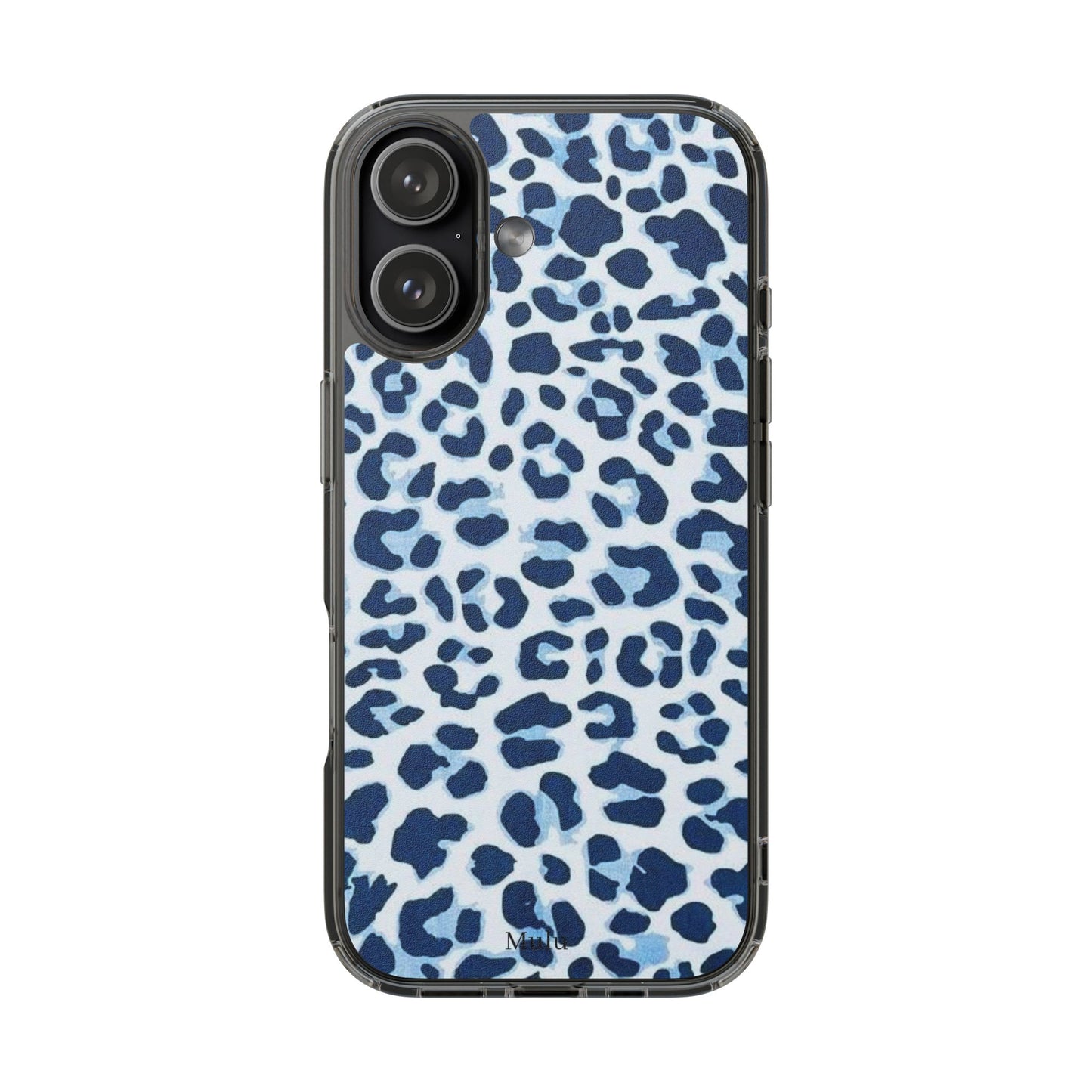 Clear Impact-Resistant Phone Case — Blue Watercolor Leopard Print