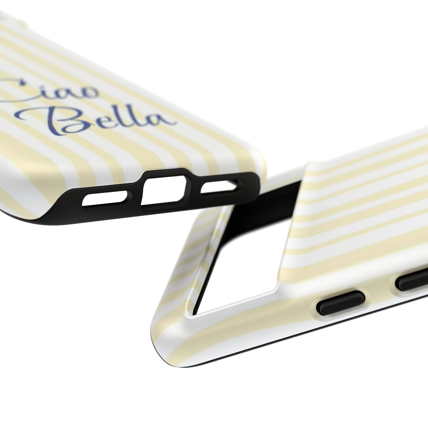 Ciao Bella Phone Case – Striped Elegant Italian Script Protective Cover