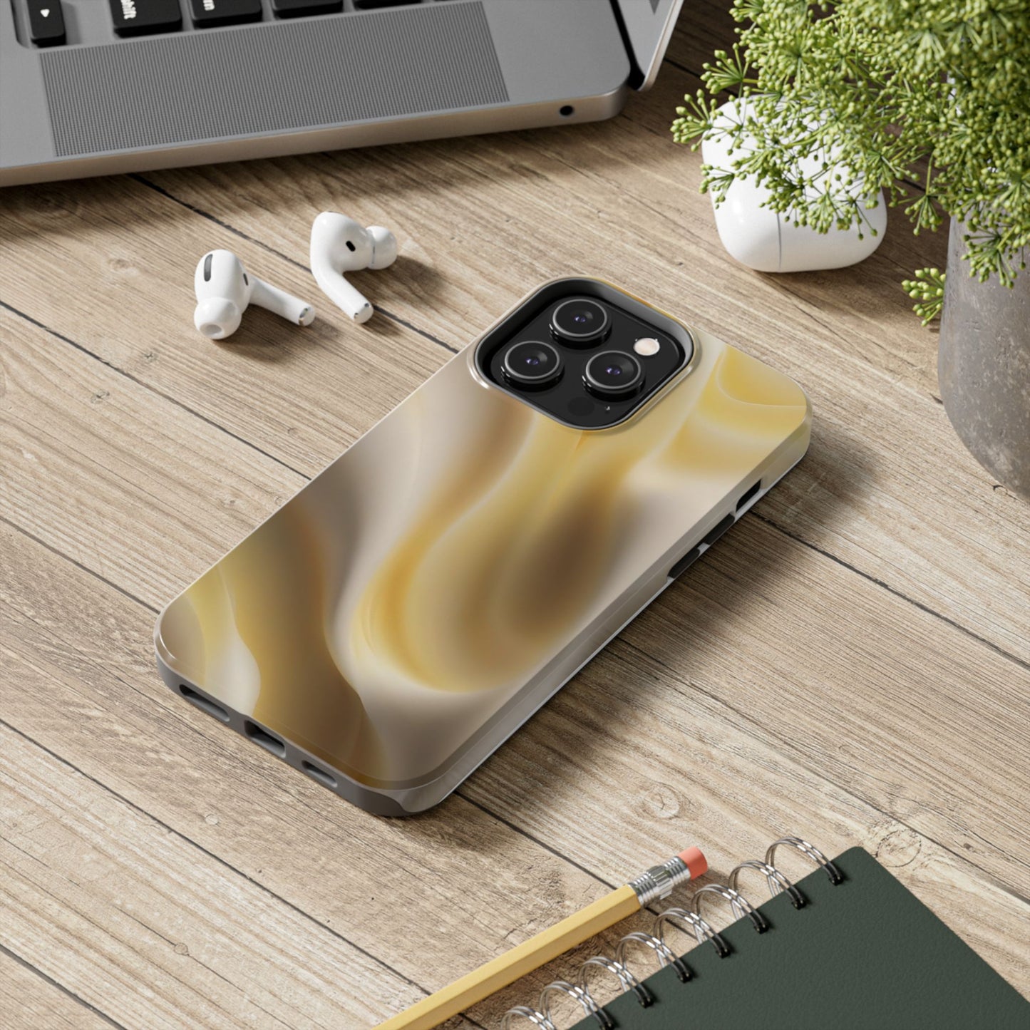 Gold Marble Tough Phone Case — Protective iPhone Case with Elegant Swirl Design