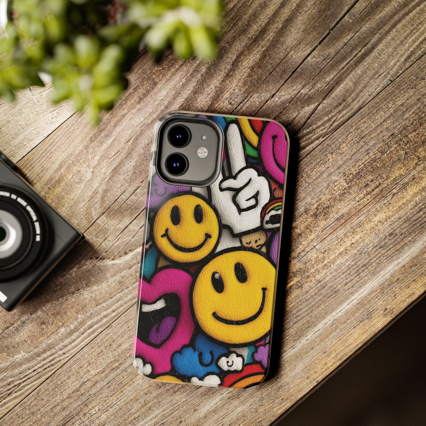 Smiley Graffiti Tough Phone Case – Colorful Urban Art Protection