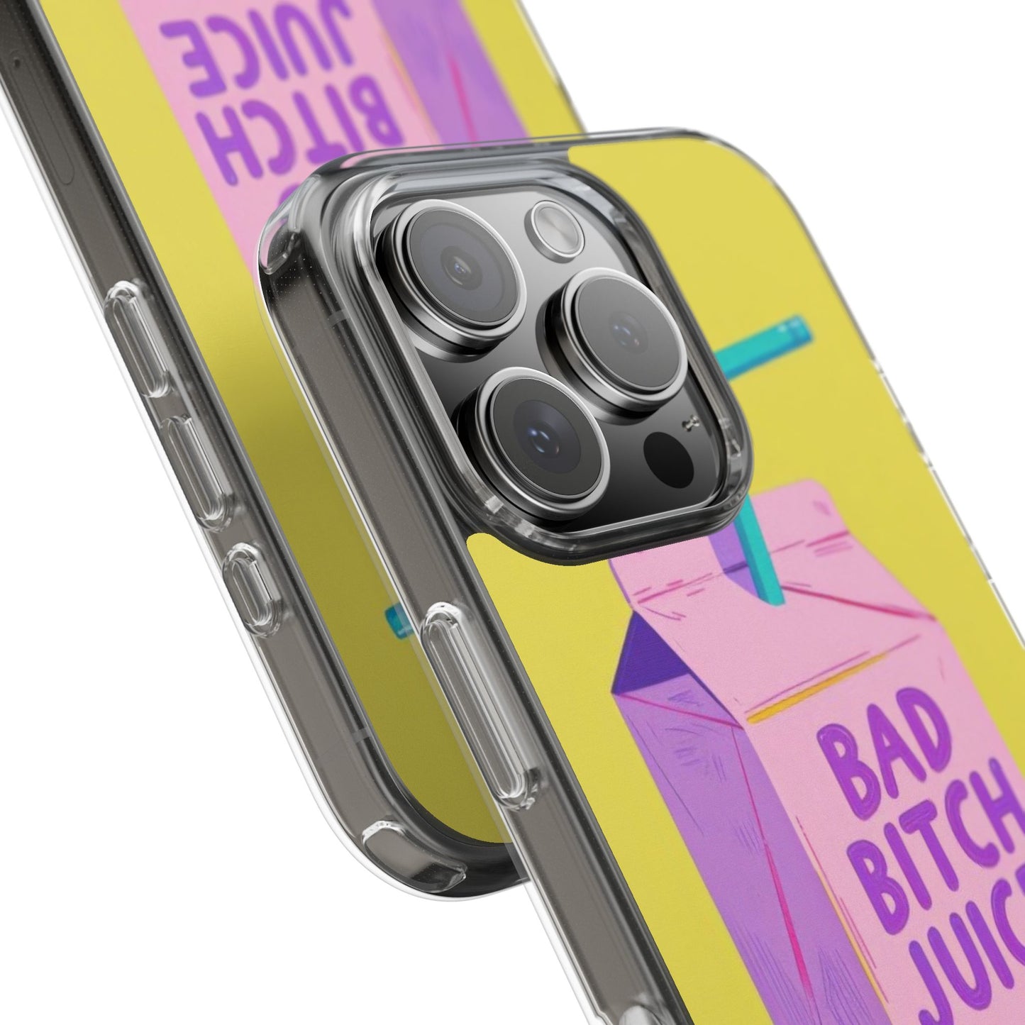 Clear Impact-Resistant Phone Case — "Bad Bitch Juice" Cartoon Juice Box Design