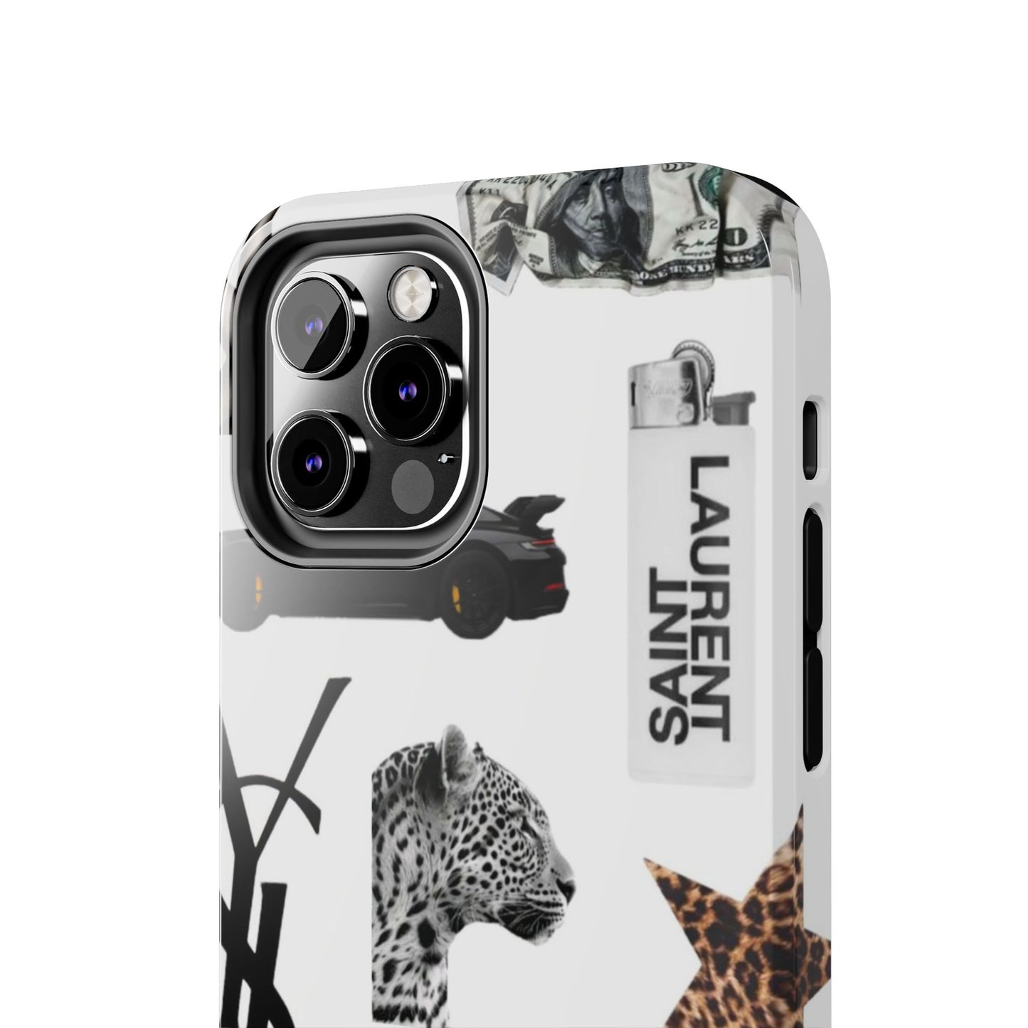 Tough Phone Case — Luxe Fashion Collage with Leopard, Martini & Kiss Print