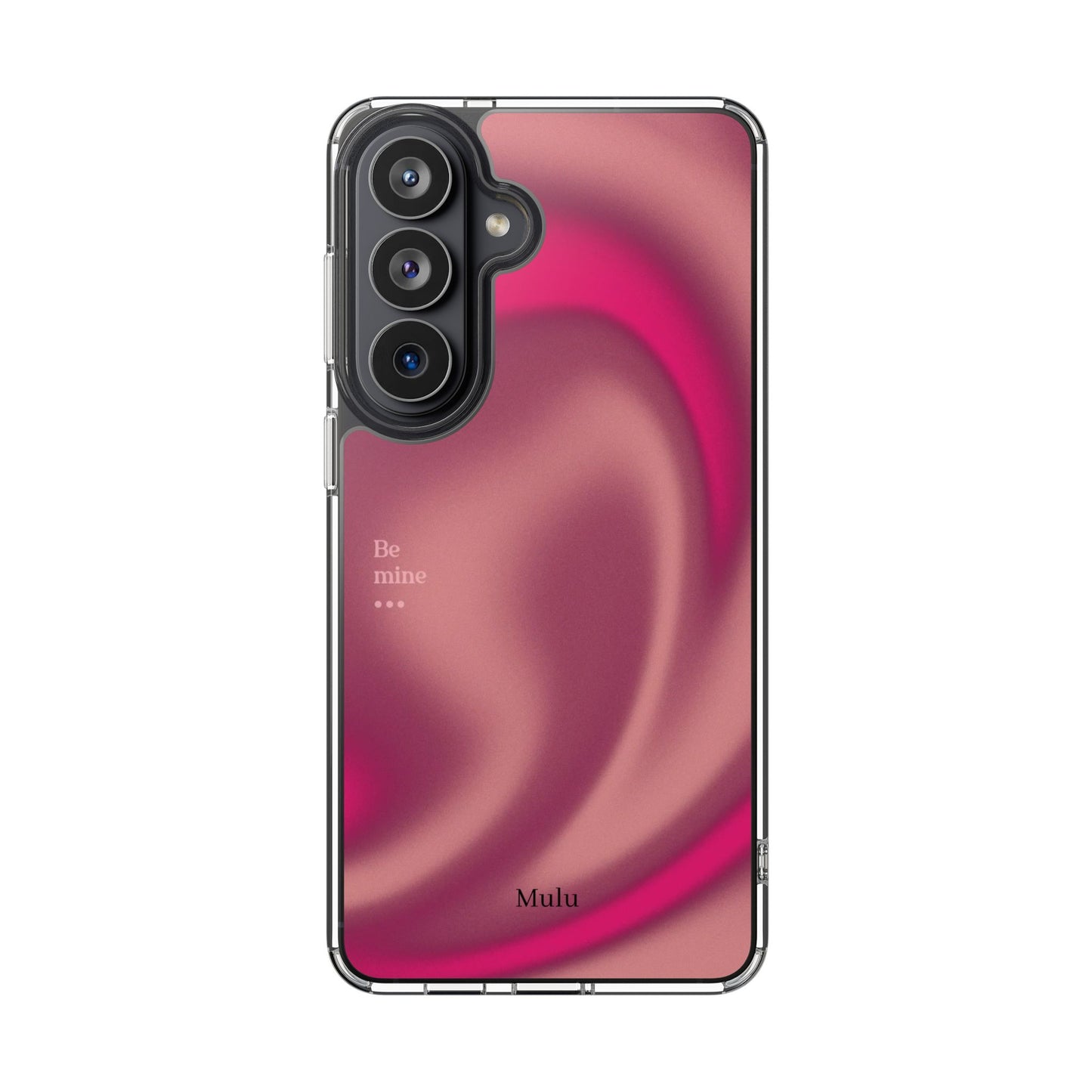 Clear Impact Phone Case — Pink Satin Swirl "Be mine" Design
