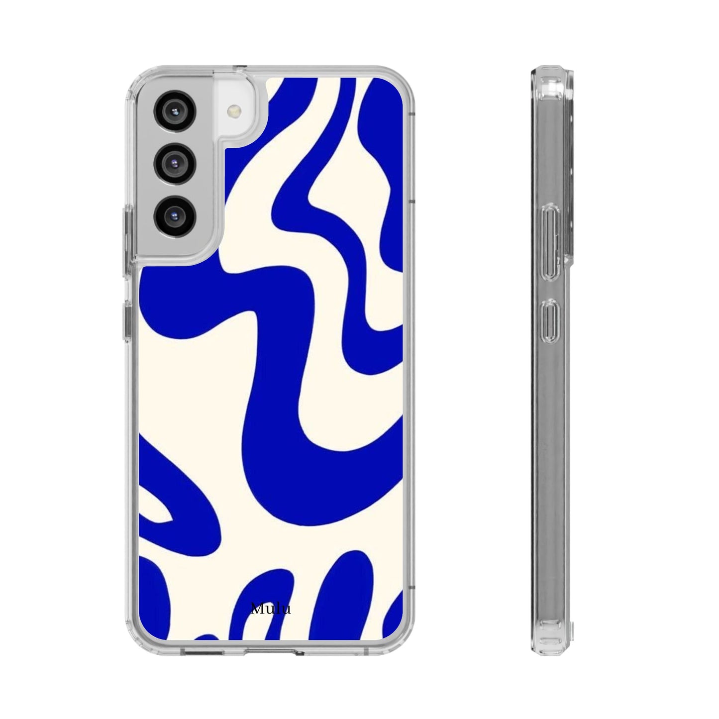 Clear Impact-Resistant Case — Blue Abstract Wavy Pattern