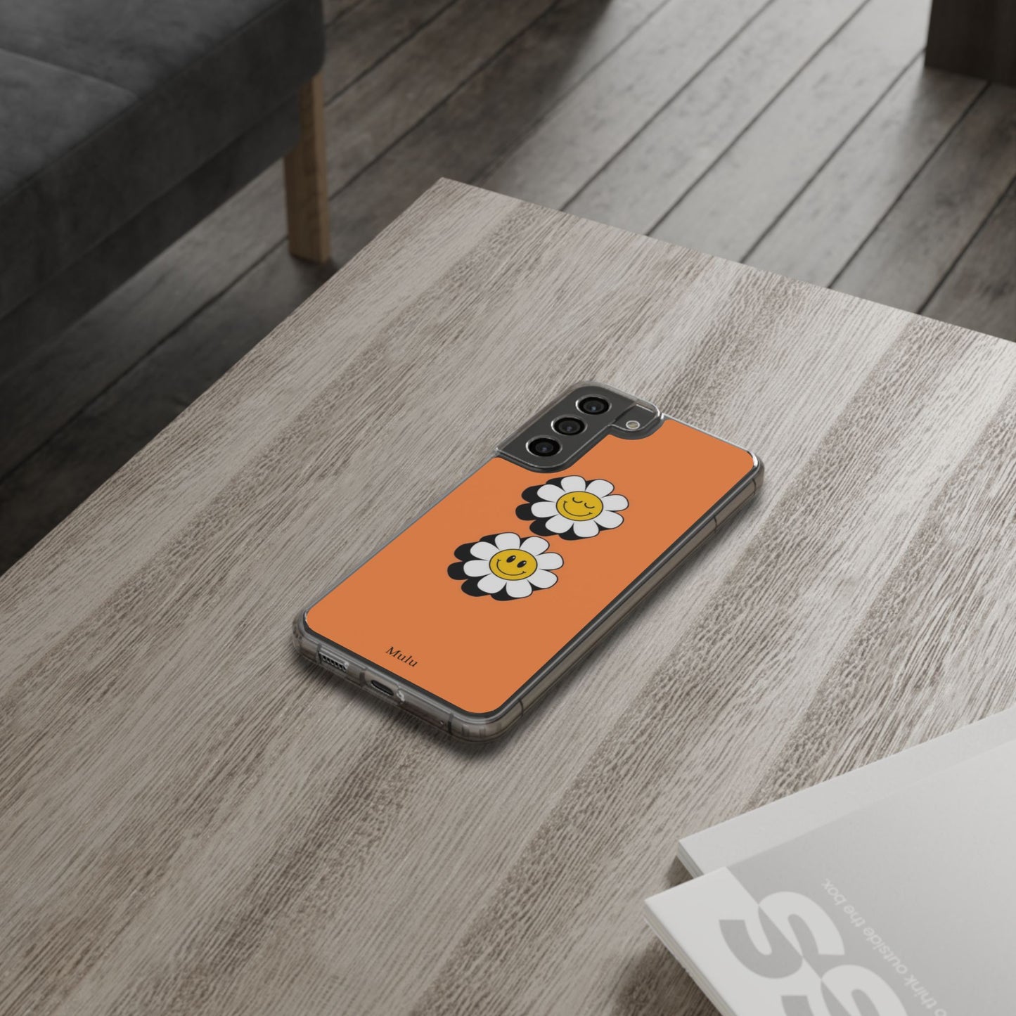Phone Case — Orange Smiley Daisy Clear Impact‑Resistant Case
