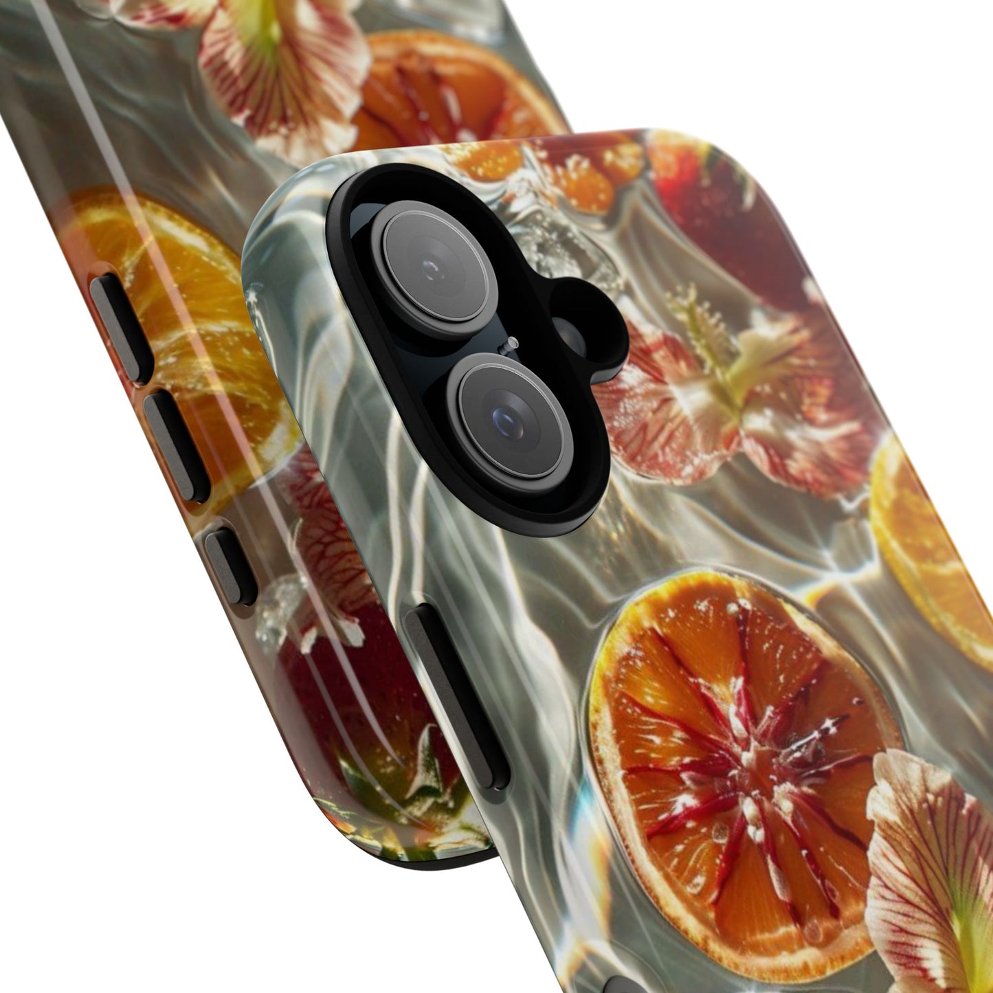 Citrus & Hibiscus Protective Phone Case – Summer Fruit Water Print Tough Case