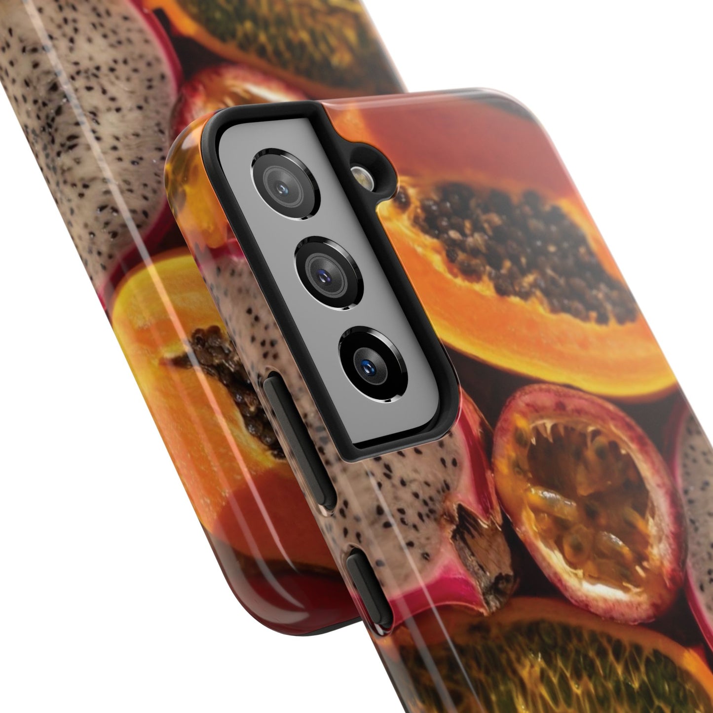 Tropical Fruit Tough Phone Case — Papaya & Dragon Fruit Design