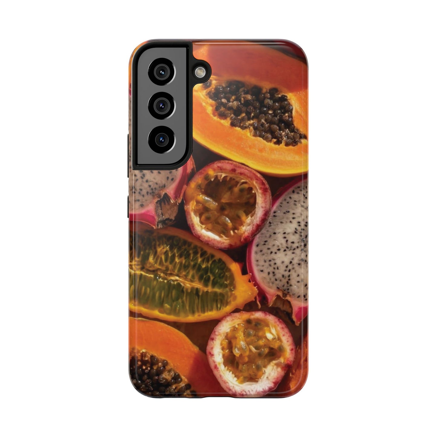 Tropical Fruit Tough Phone Case — Papaya & Dragon Fruit Design