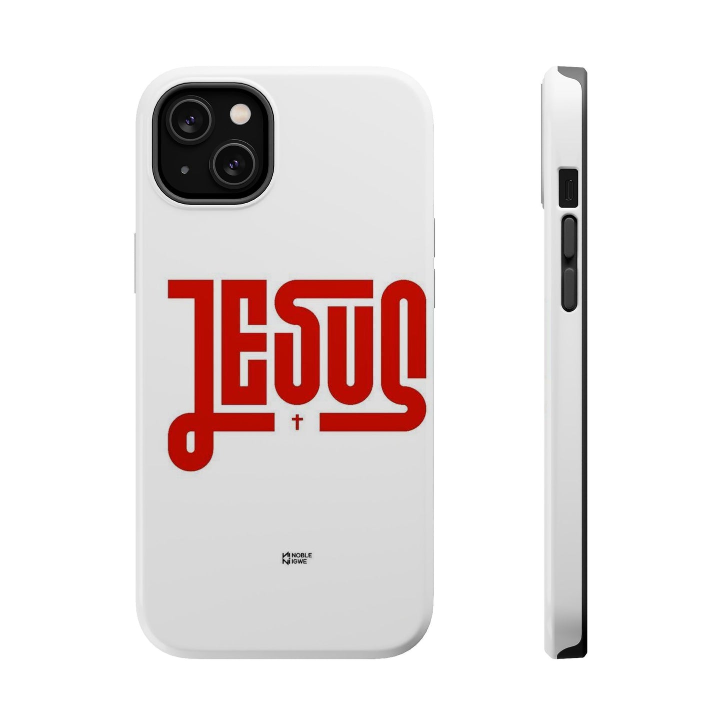Jesus Magnetic Impact‑Resistant Phone Case — Bold Red Script Christian iPhone Cover
