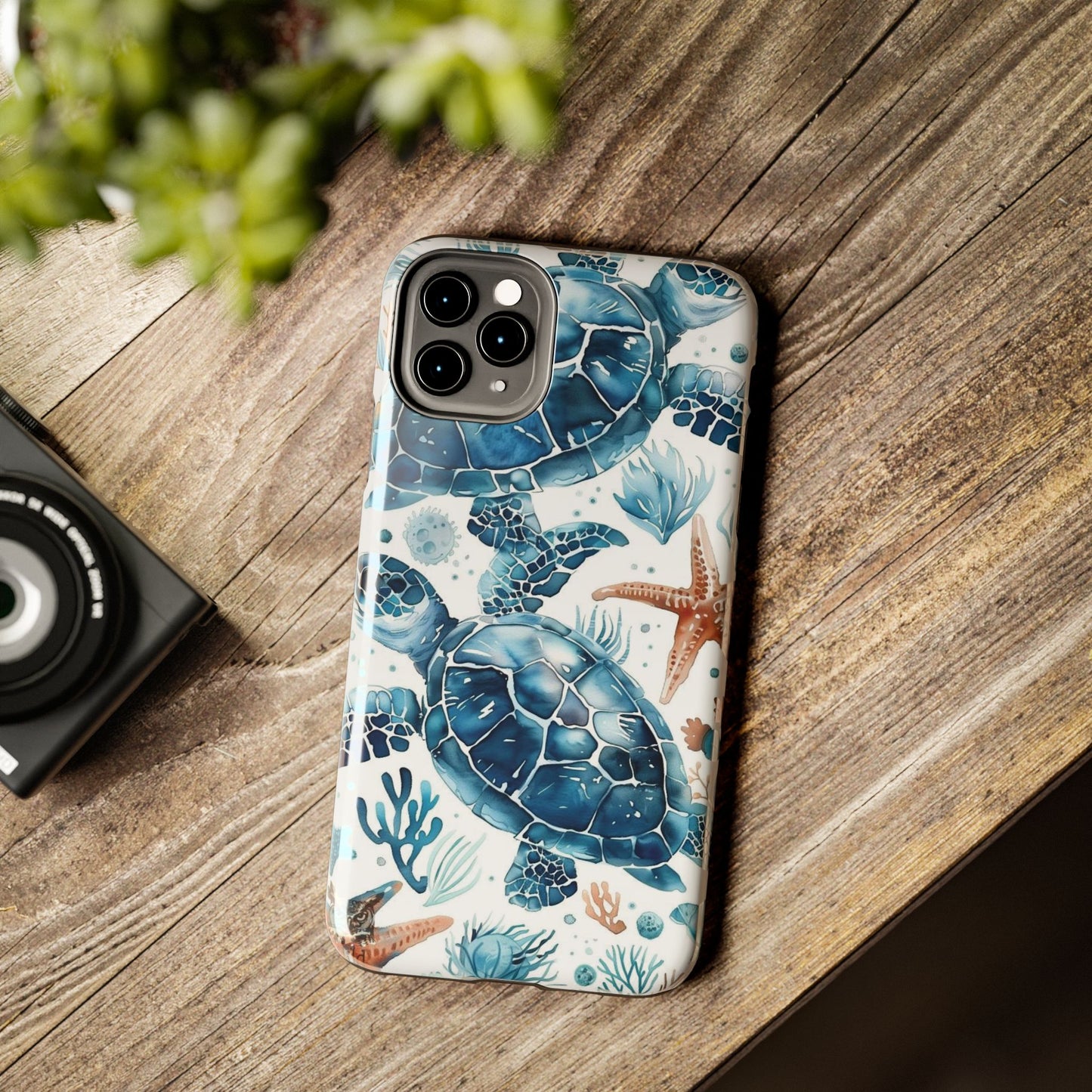 Sea Turtle Tough Phone Case — Blue Ocean Marine Life Protective Cover