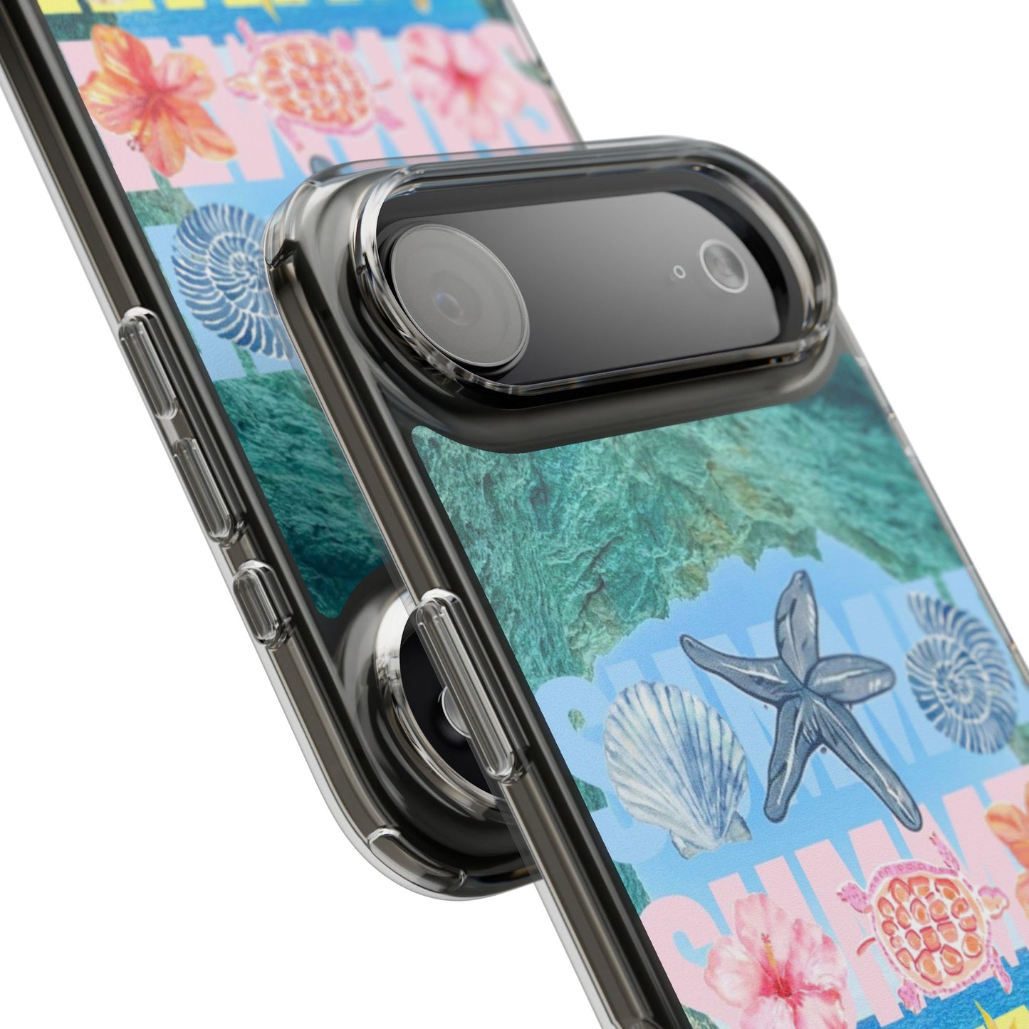 Clear Summer Beach Phone Case — Impact‑Resistant Tropical Design