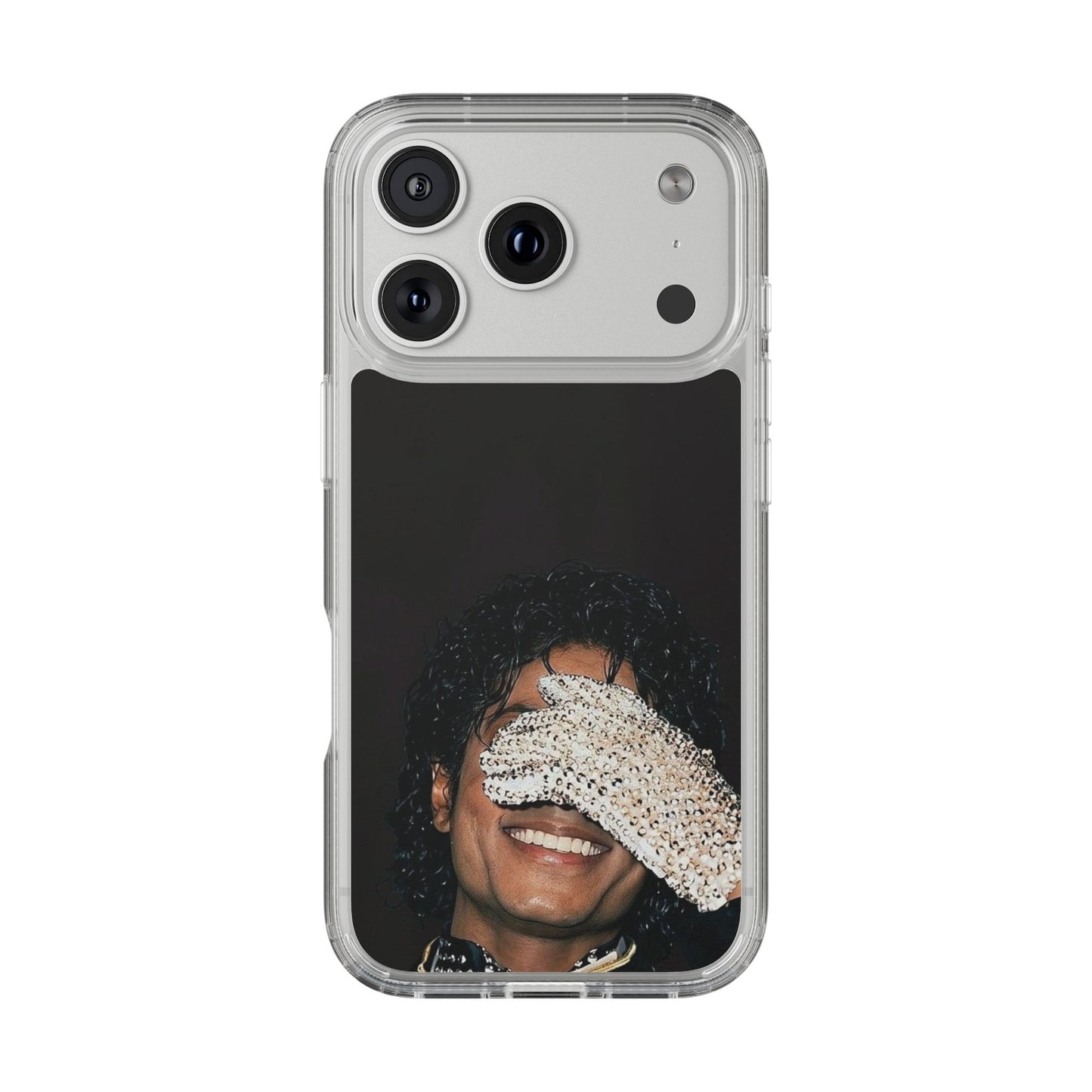 Michael Jackson Smiling Portrait Clear Phone Case — Retro Pop Icon Design