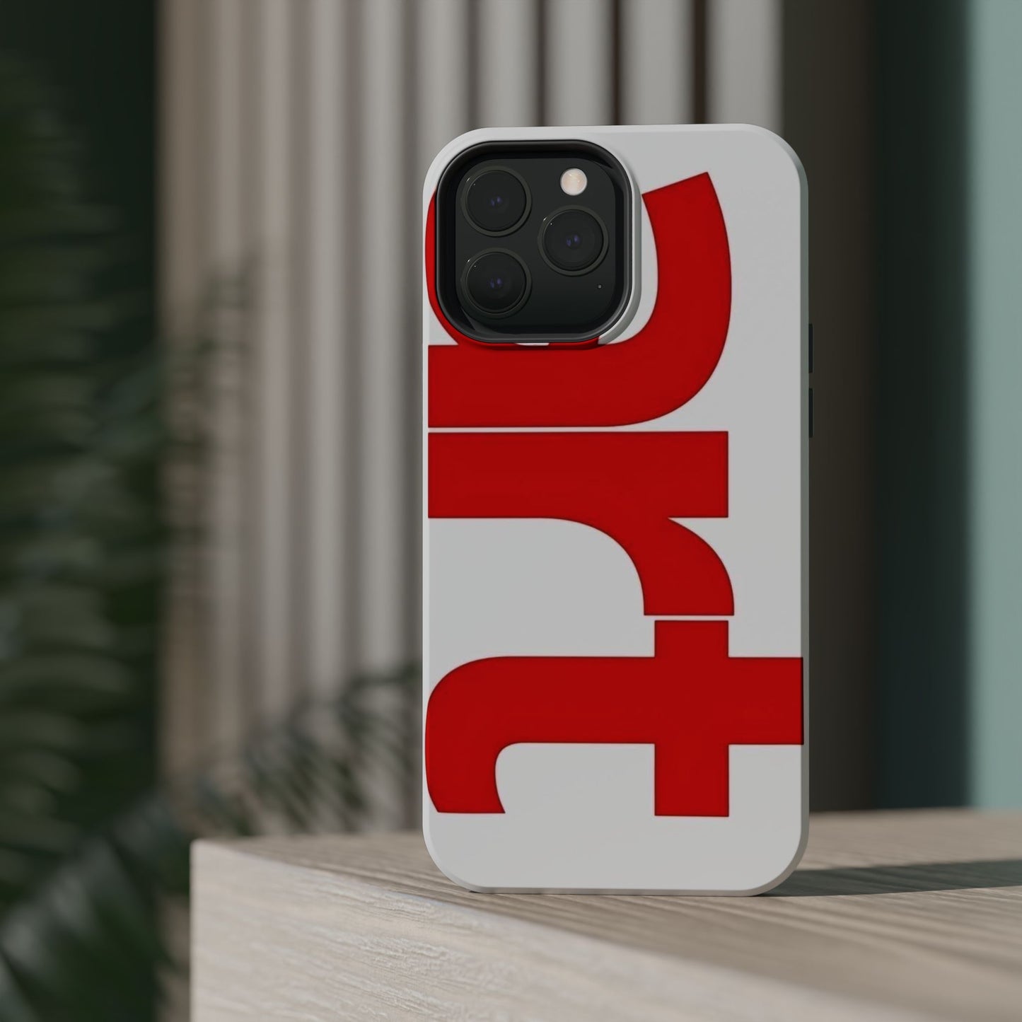 Magnetic Impact-Resistant Phone Case — Bold Red Typographic Design