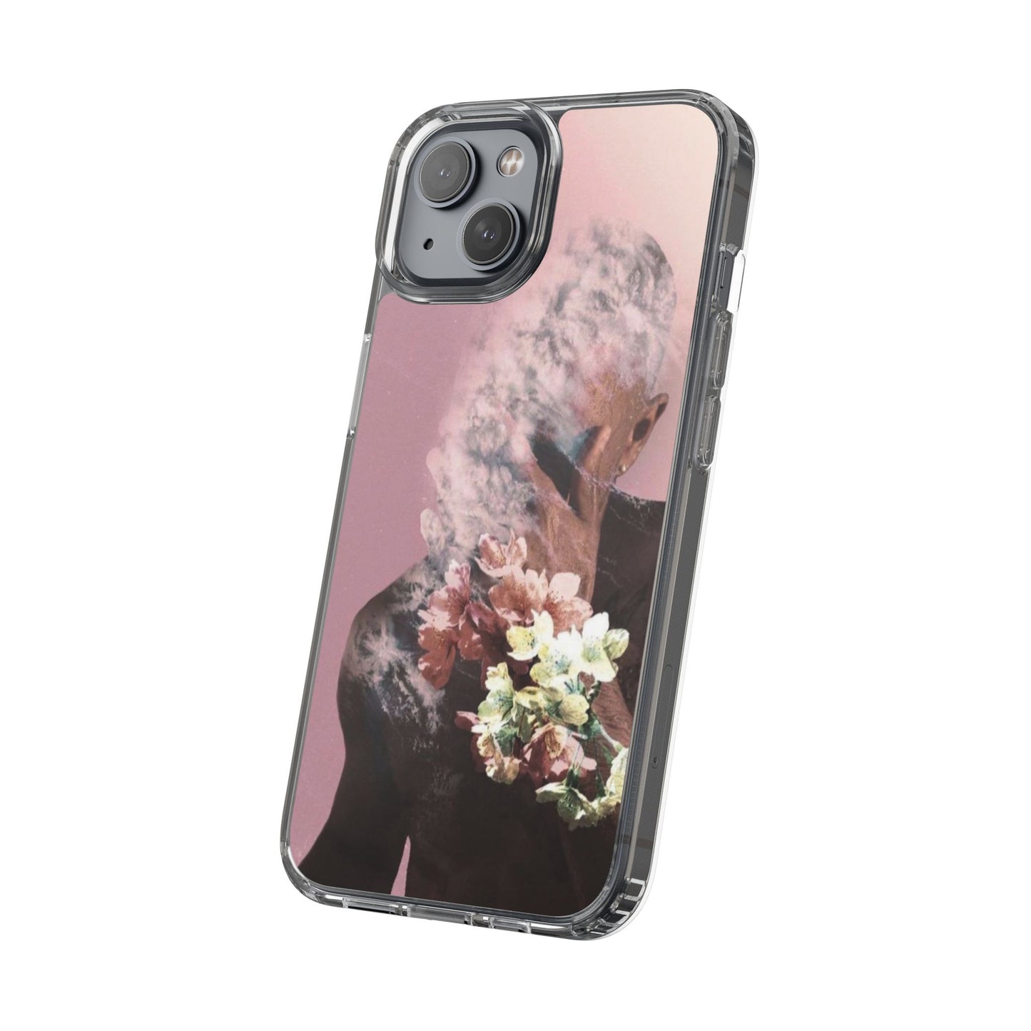 Clear Phone Case — Pink Floral Smoke Art iPhone Case