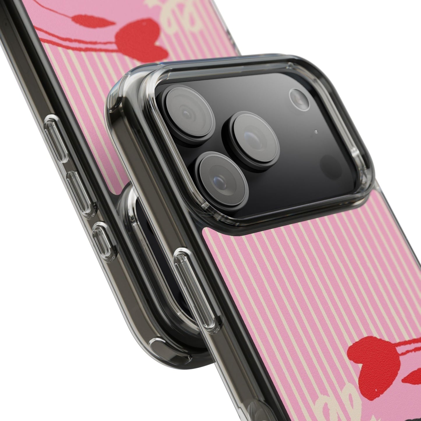 Clear Impact-Resistant Case — Pink Cute Heart Cartoon Design
