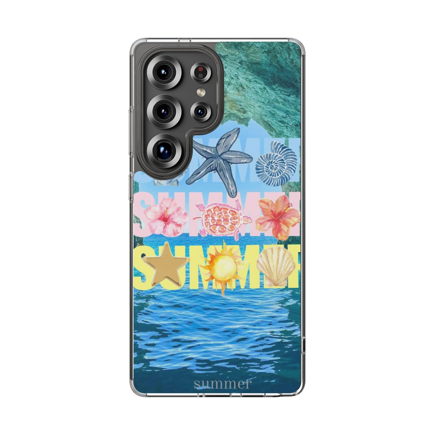 Clear Summer Beach Phone Case — Impact‑Resistant Tropical Design