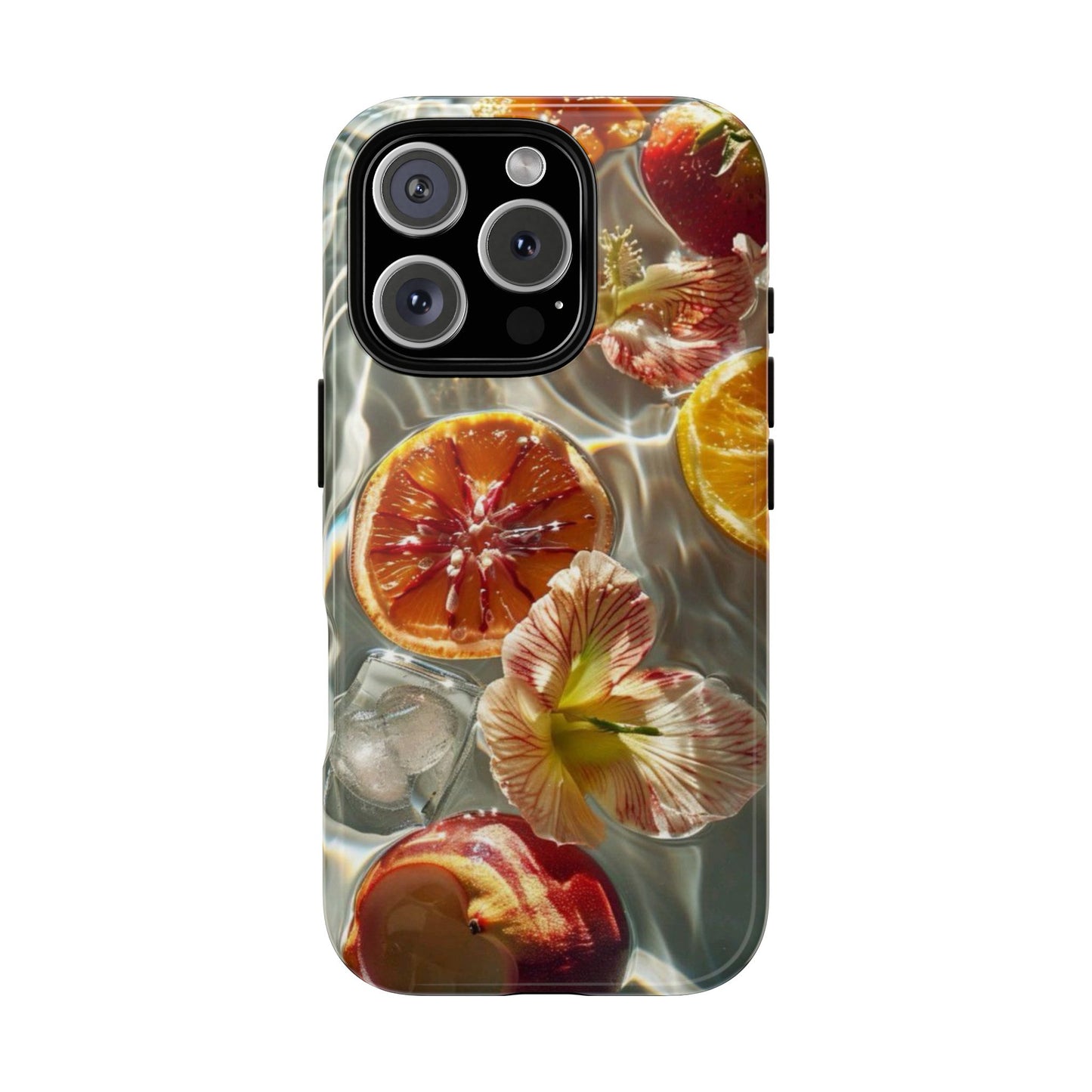 Citrus & Hibiscus Protective Phone Case – Summer Fruit Water Print Tough Case