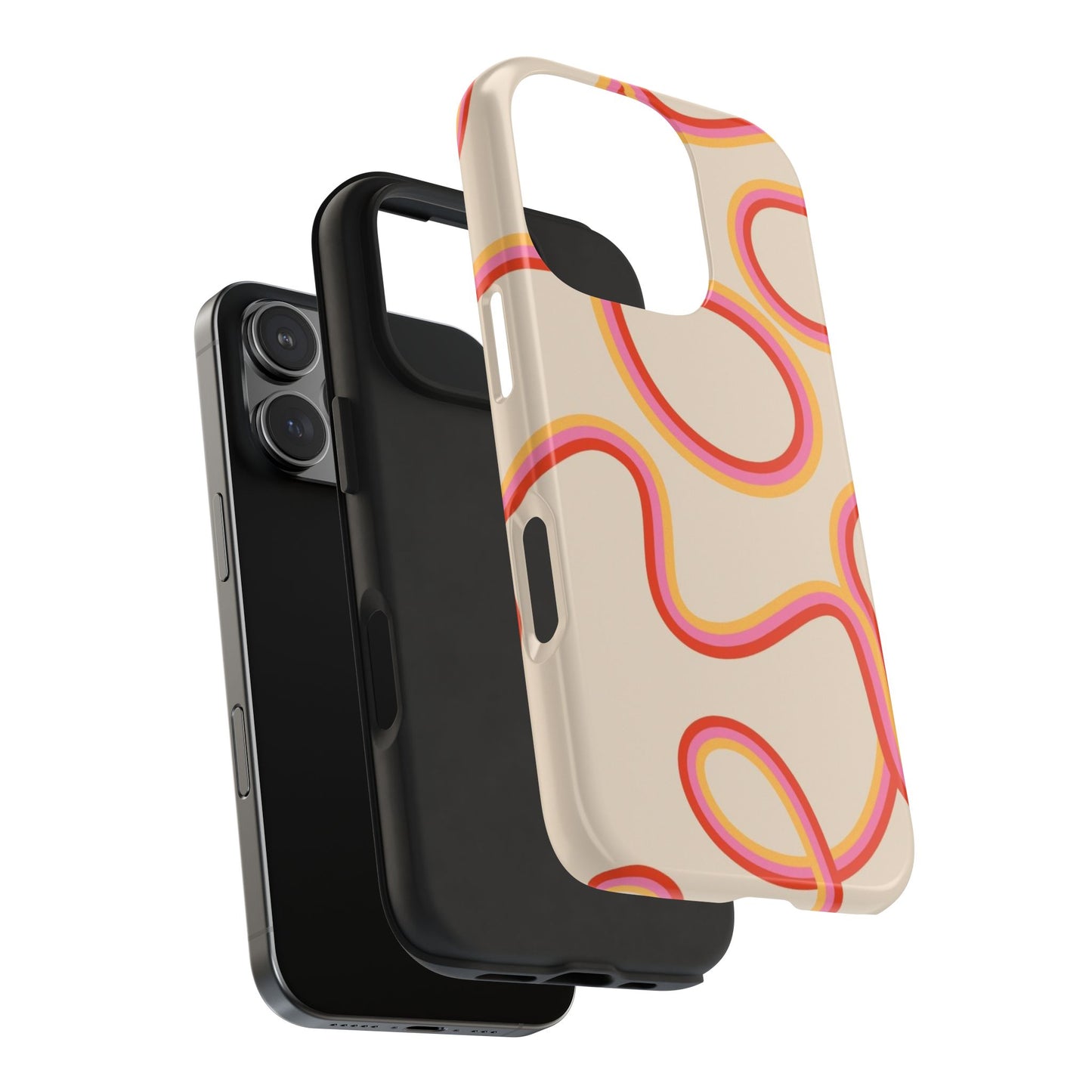 Retro Swirl Tough Phone Case — Beige Pink Orange Abstract Protection