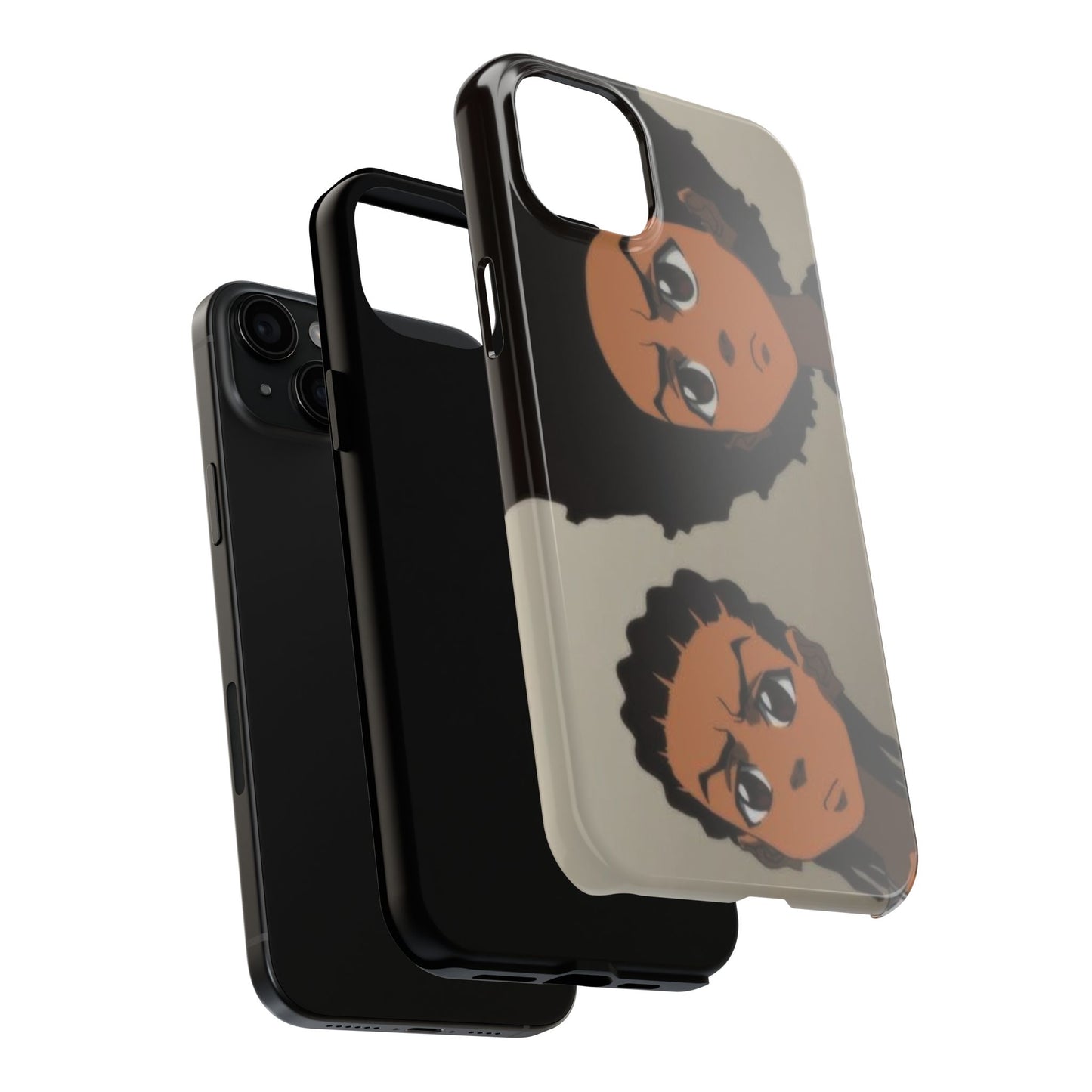 Tough Phone Case — Afro Anime Duo Face Design, Protective Shockproof Cover