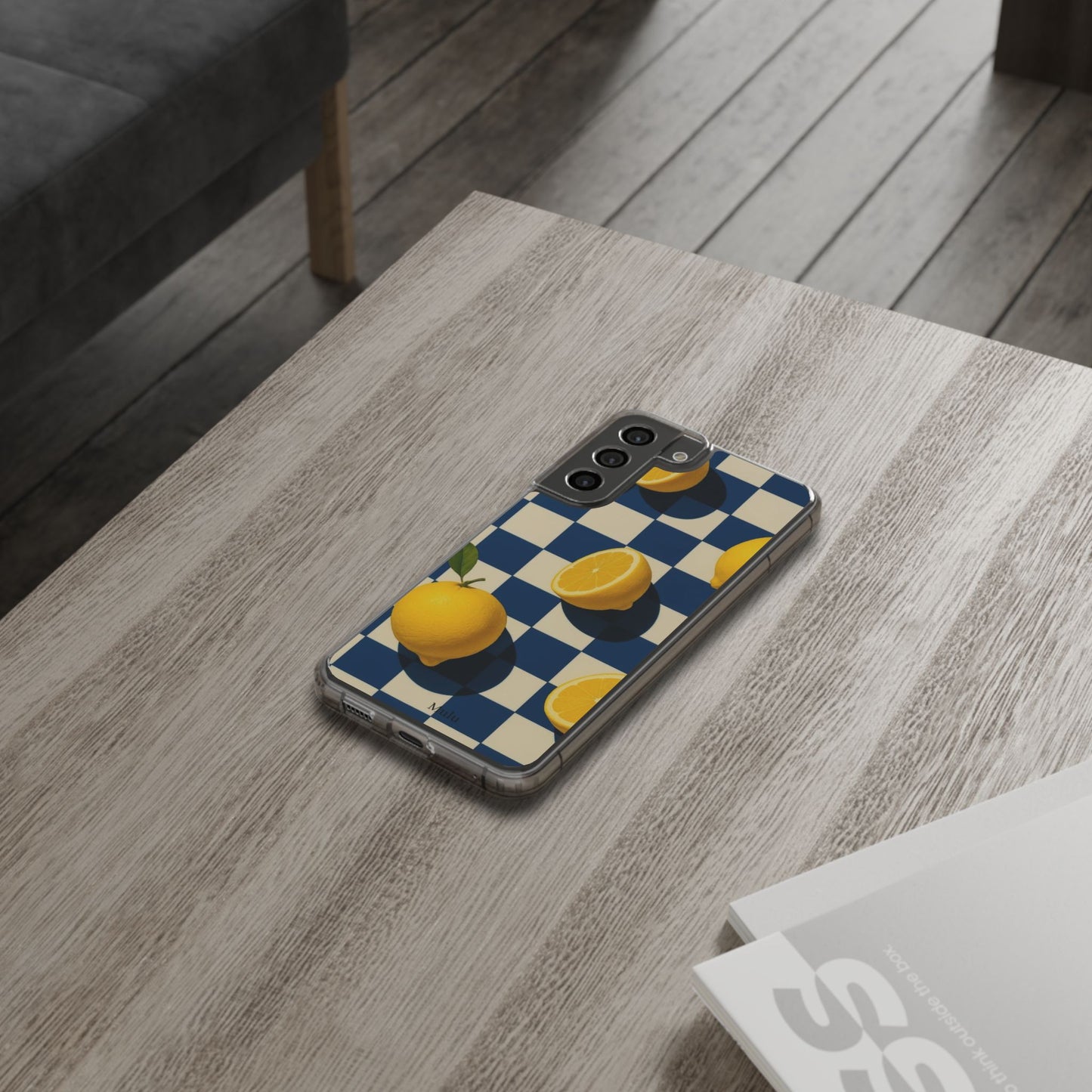 Clear Impact-Resistant Case — Retro Checkered Lemons Phone Case