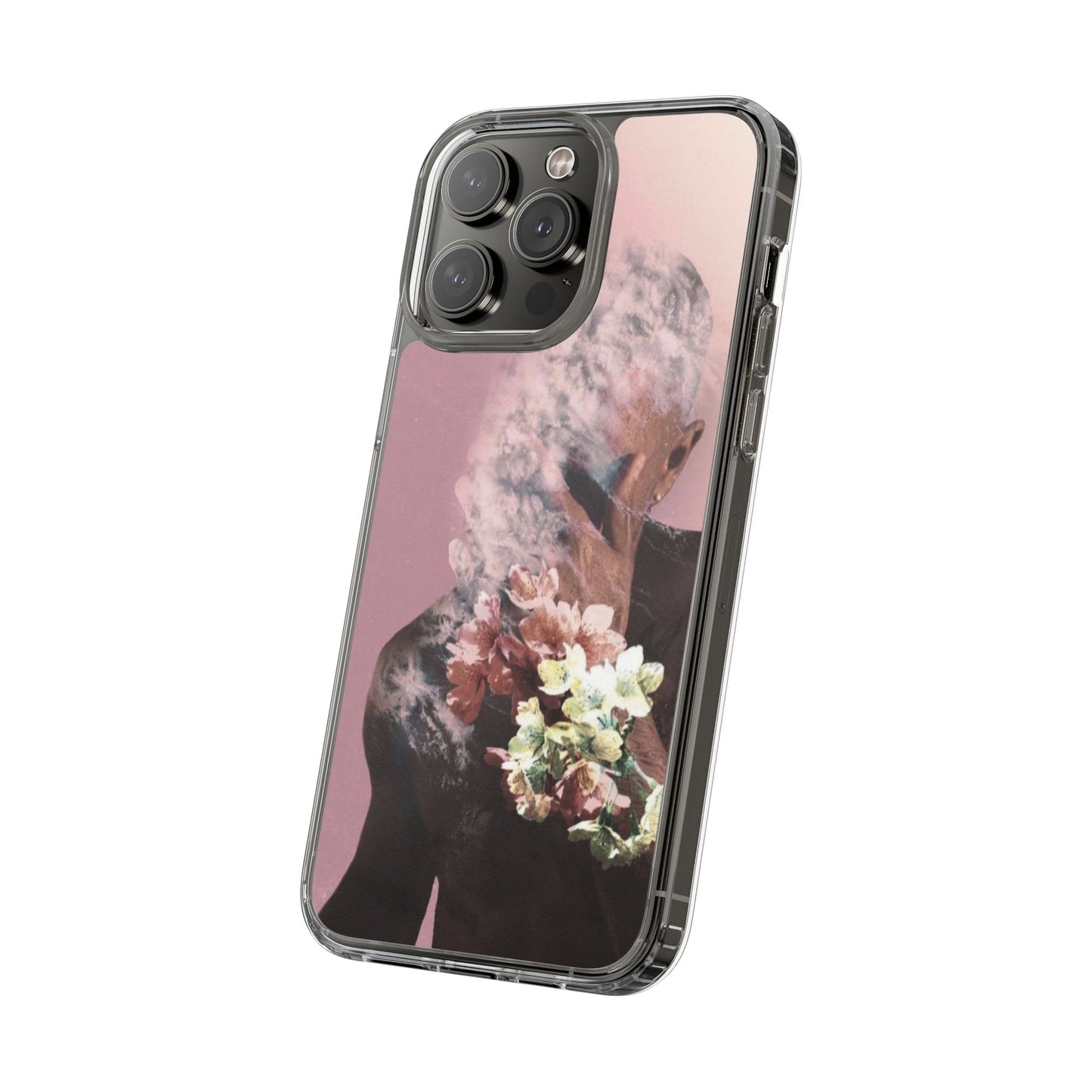 Clear Phone Case — Pink Floral Smoke Art iPhone Case