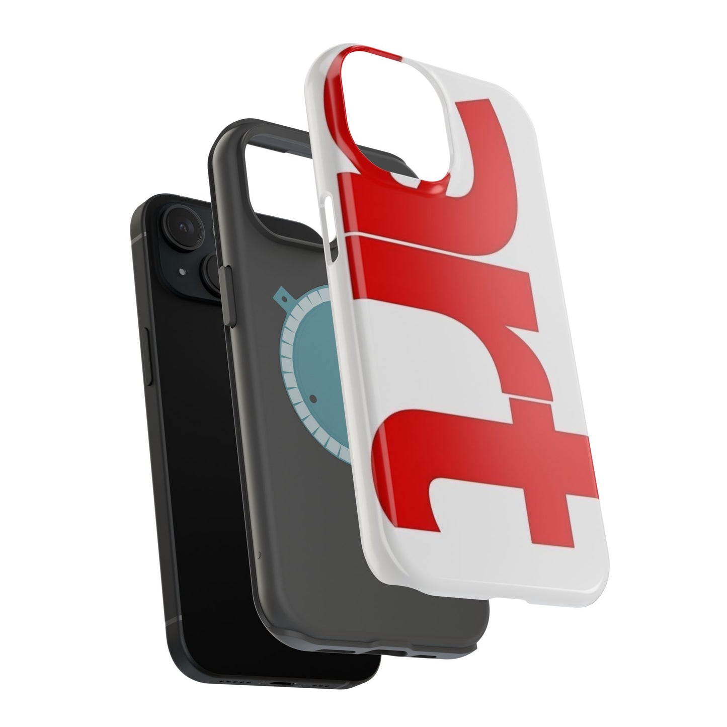 Magnetic Impact-Resistant Phone Case — Bold Red Typographic Design