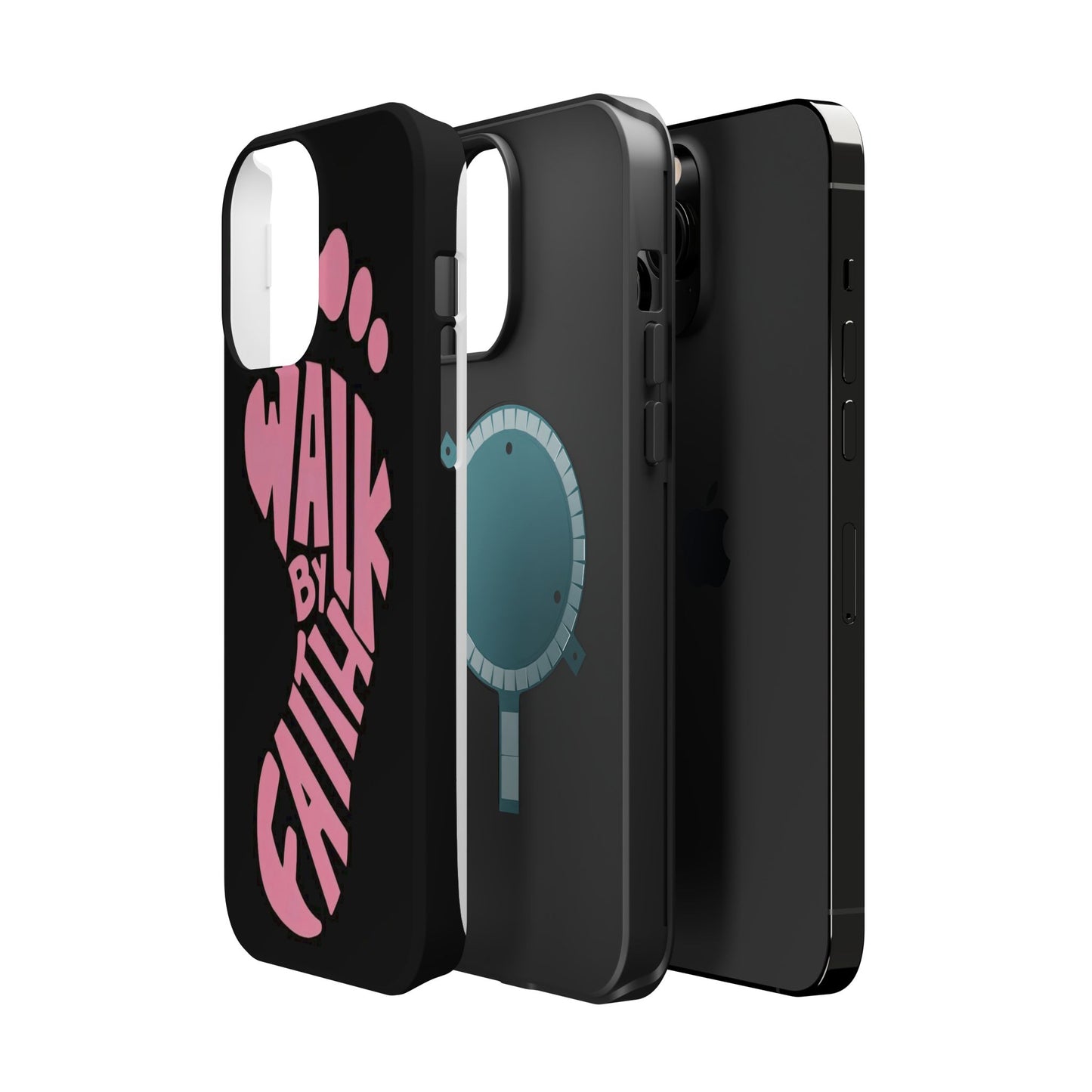 Phone Case — "Walk By Faith" Pink Footprint Magnetic Impact-Resistant Case