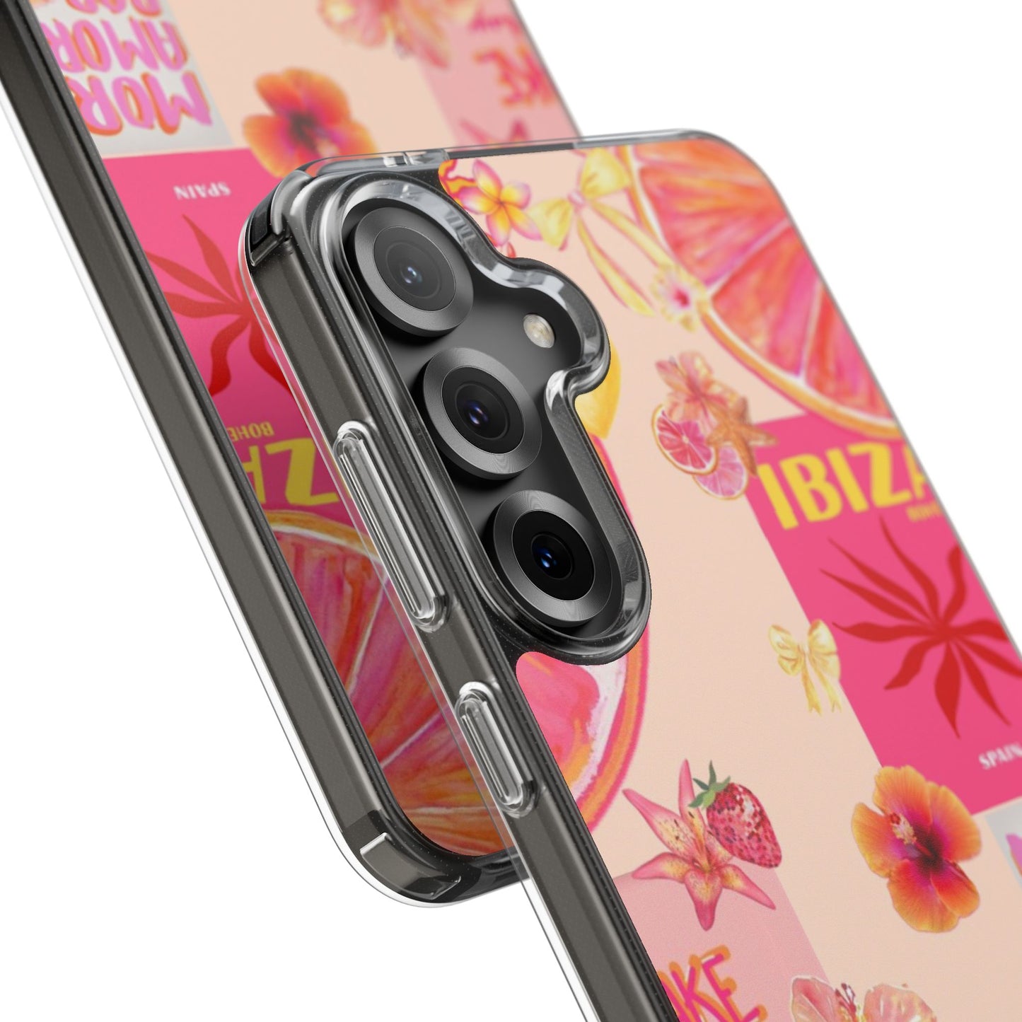 Clear Impact Phone Case — Pink Ibiza Citrus Floral Design