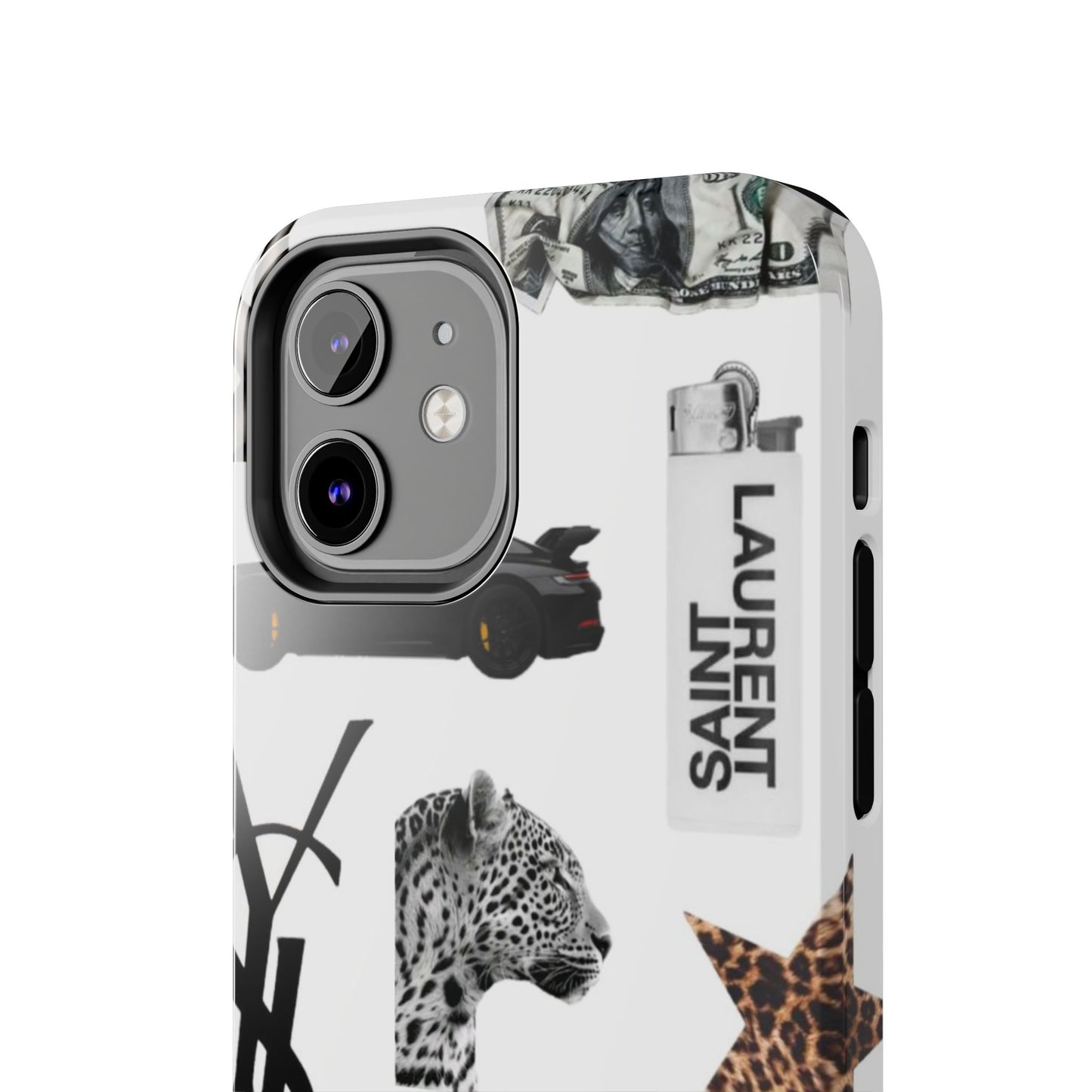 Tough Phone Case — Luxe Fashion Collage with Leopard, Martini & Kiss Print