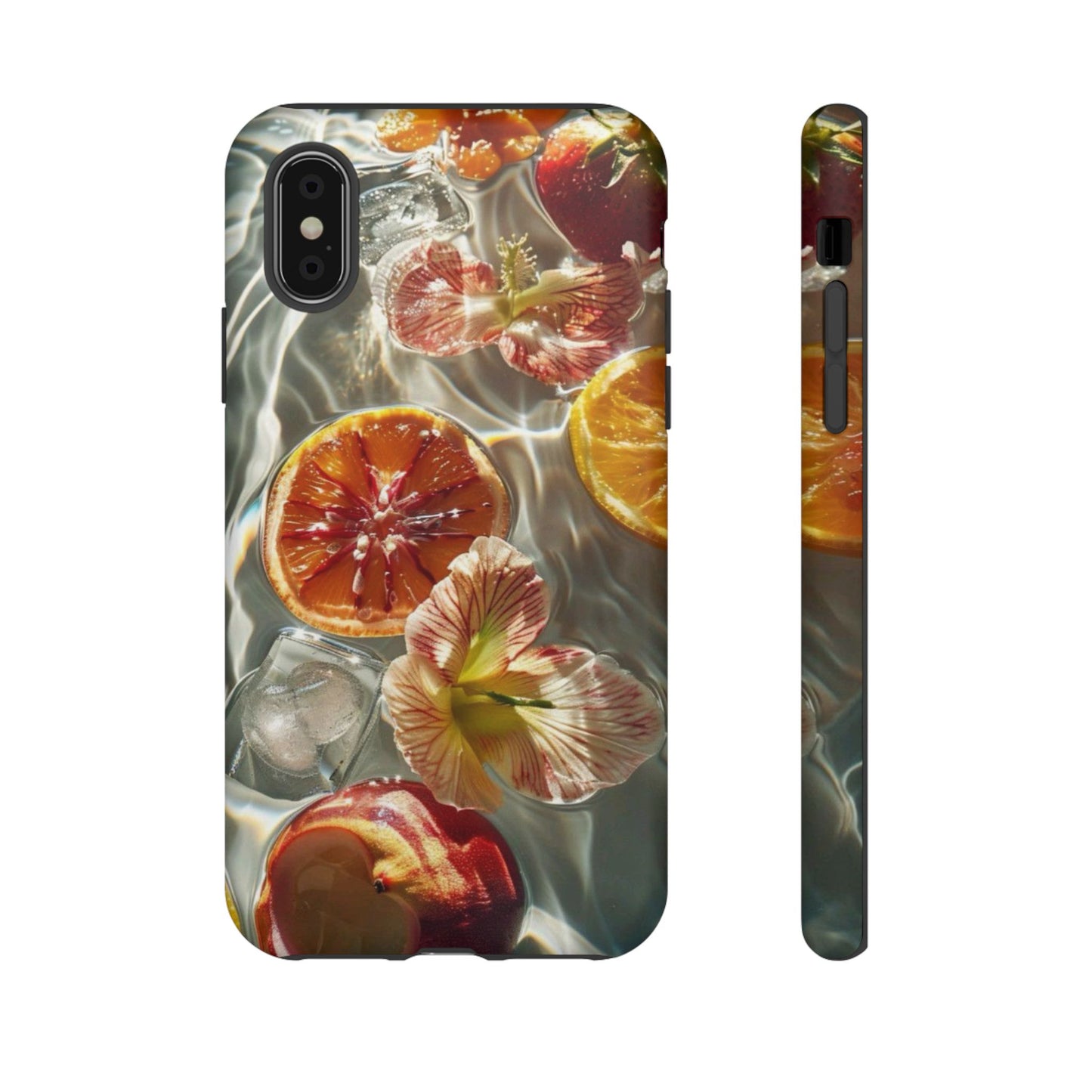 Citrus & Hibiscus Protective Phone Case – Summer Fruit Water Print Tough Case