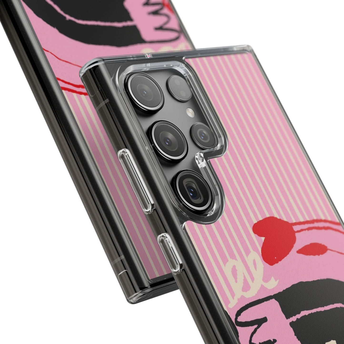 Clear Impact-Resistant Case — Pink Cute Heart Cartoon Design