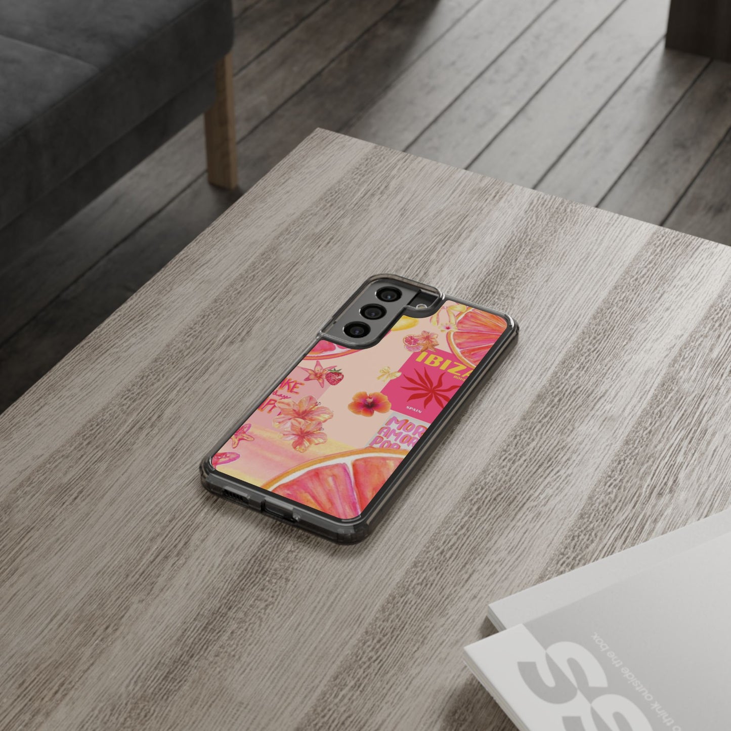 Clear Impact Phone Case — Pink Ibiza Citrus Floral Design