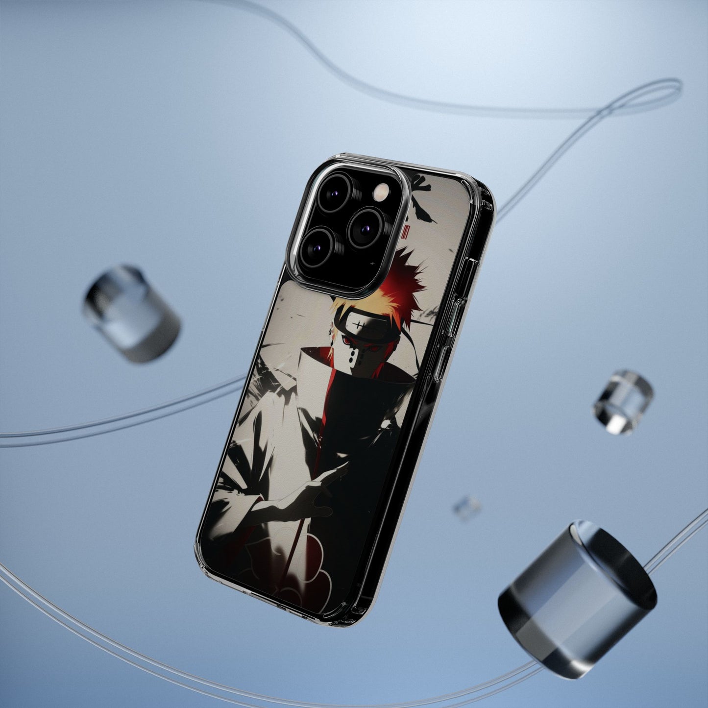 Clear Impact-Resistant Phone Case — Anime Akatsuki Shadow Design