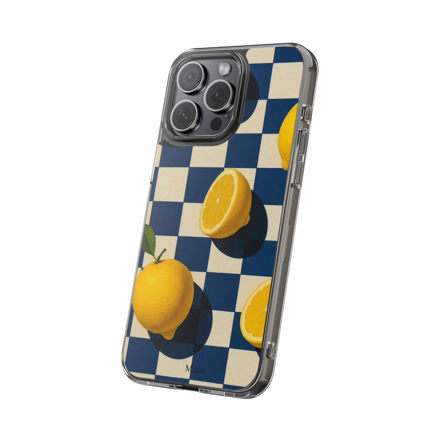 Clear Impact-Resistant Case — Retro Checkered Lemons Phone Case