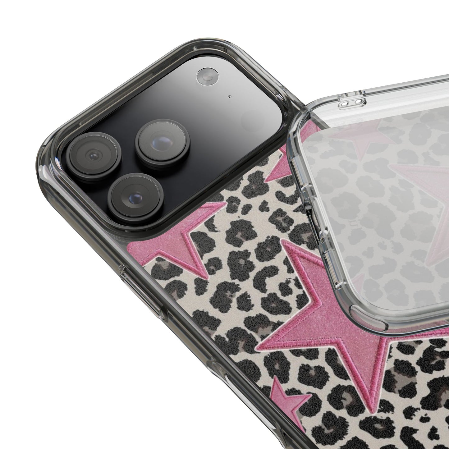 Pink Star Leopard Clear Impact Phone Case