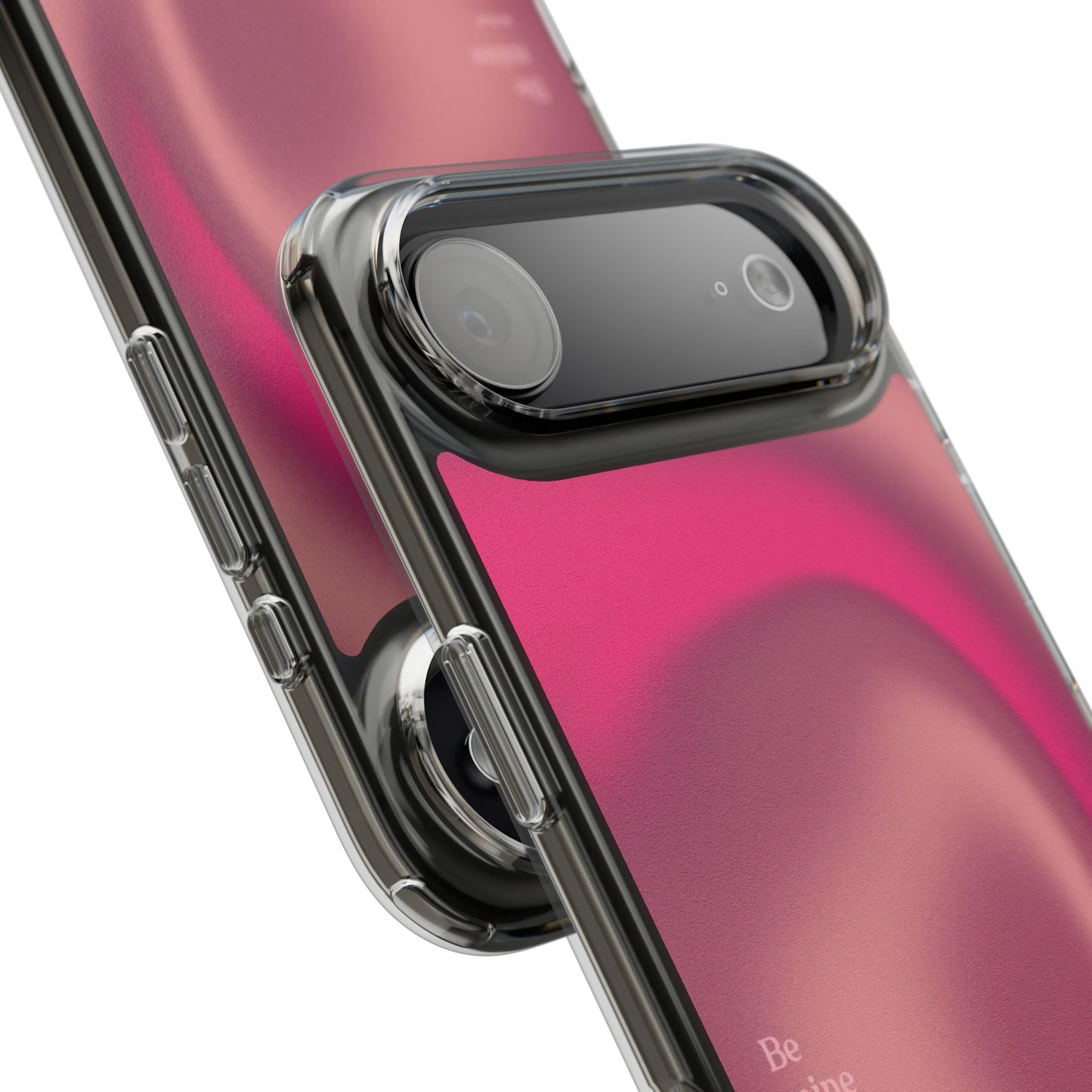 Clear Impact Phone Case — Pink Satin Swirl "Be mine" Design