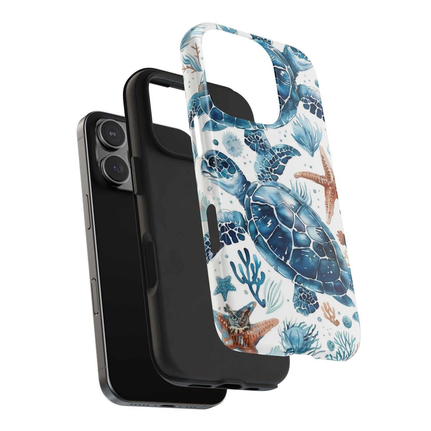 Sea Turtle Tough Phone Case — Blue Ocean Marine Life Protective Cover