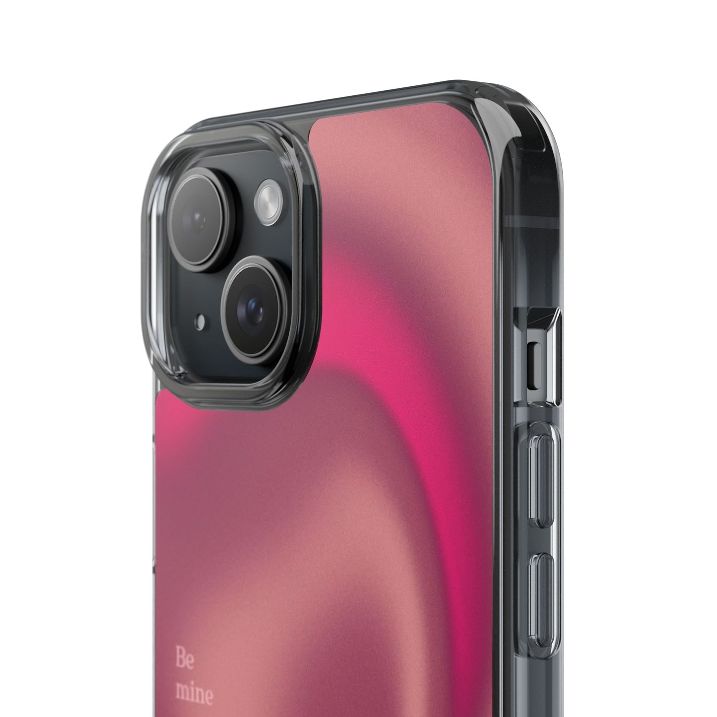 Clear Impact Phone Case — Pink Satin Swirl "Be mine" Design