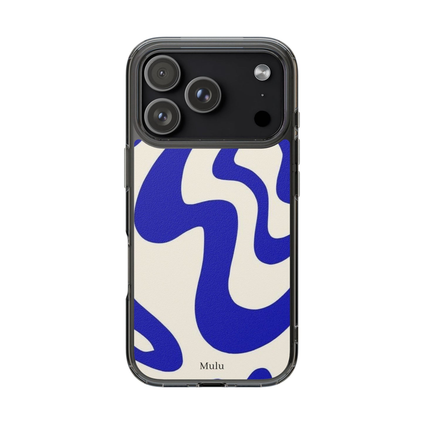 Clear Impact-Resistant Case — Blue Abstract Wavy Pattern