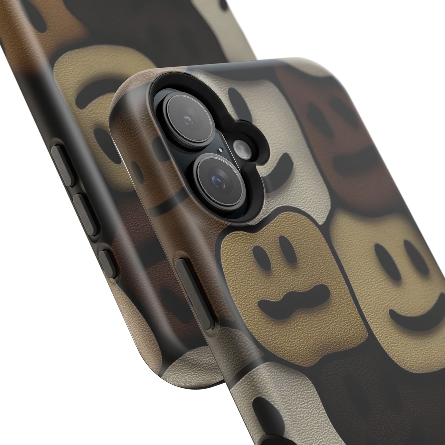 Magnetic Impact-Resistant Case — Brown Smiley Tile Phone Cover