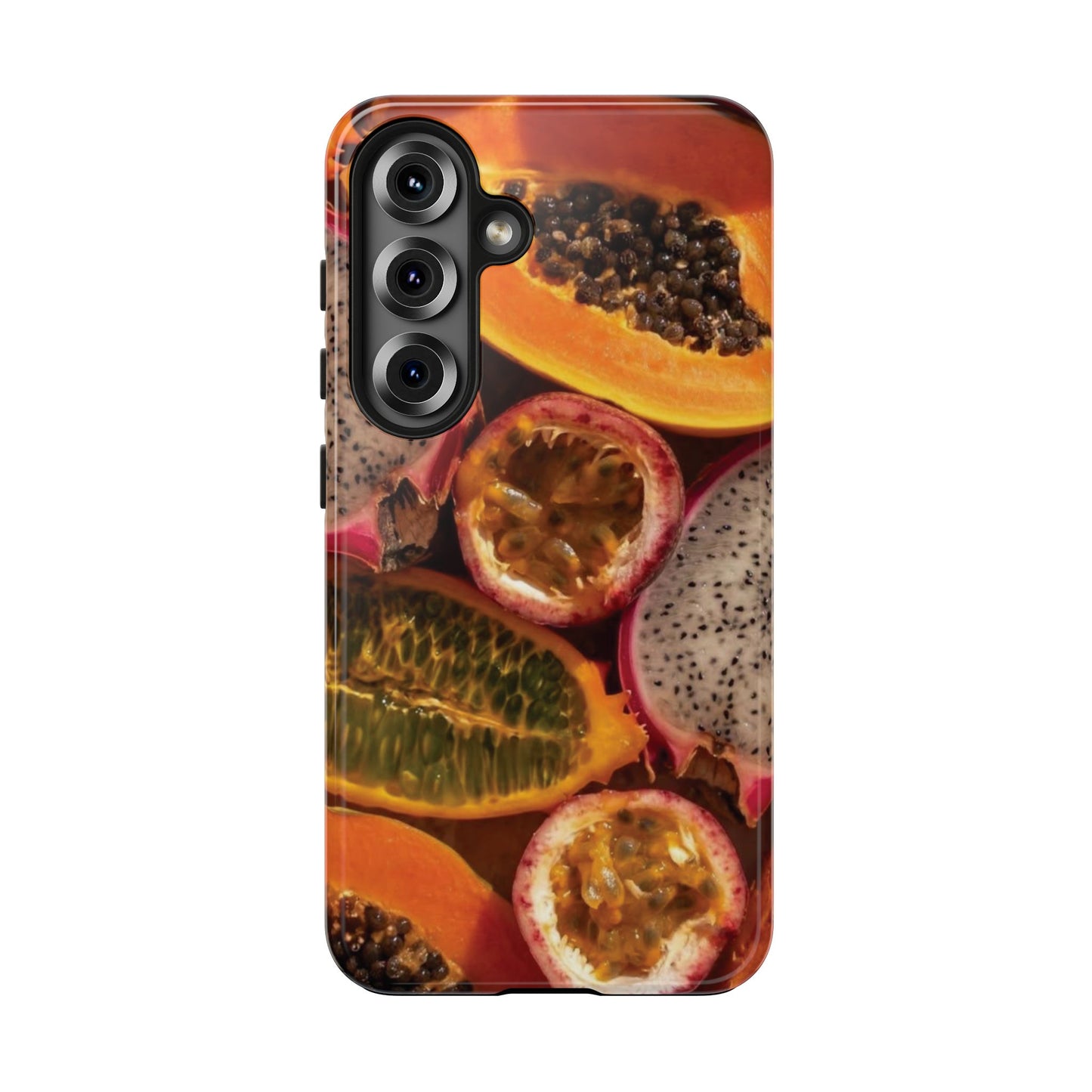Tropical Fruit Tough Phone Case — Papaya & Dragon Fruit Design