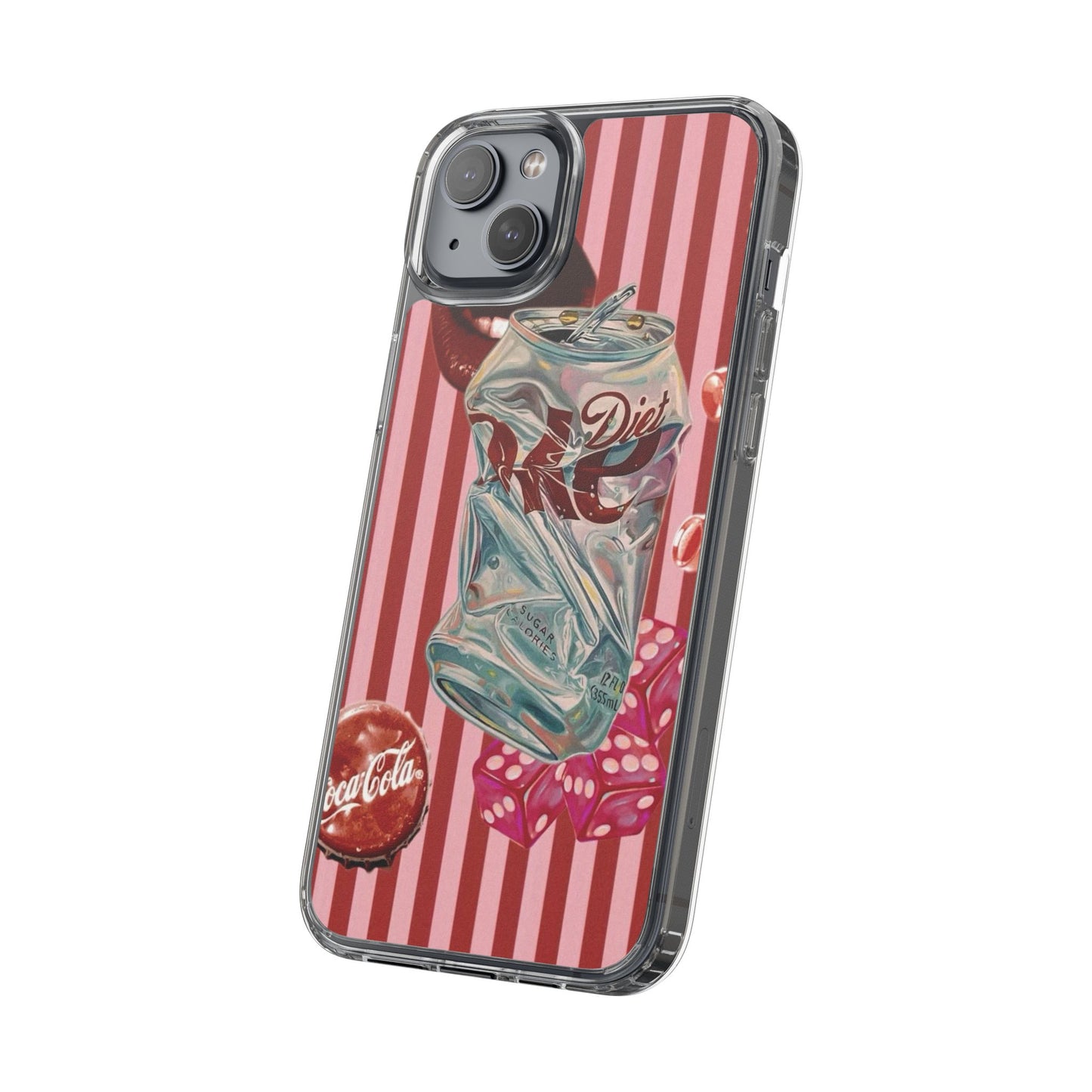 Diet Cola Crush Clear Phone Case – Retro Soda Pop Design