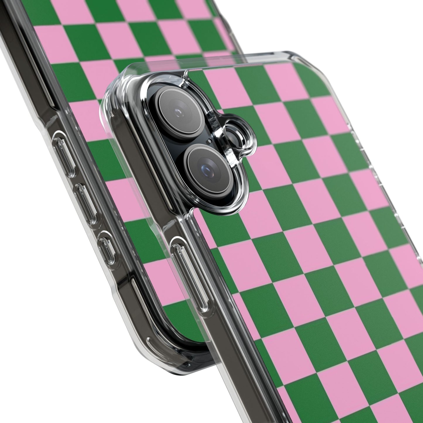 Pink & Green Checkerboard Magnetic Clear Phone Case