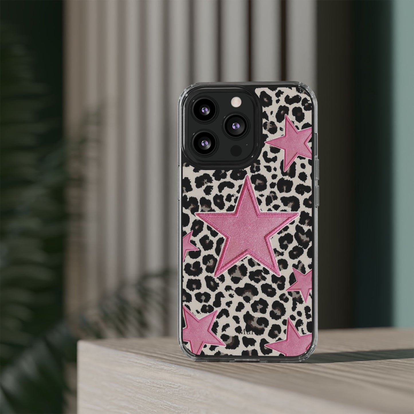 Pink Star Leopard Clear Impact Phone Case