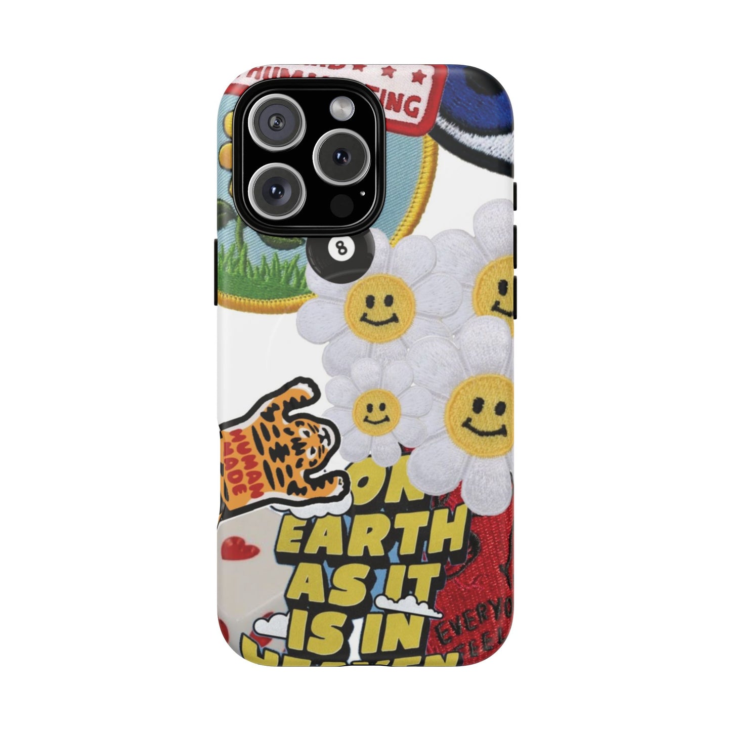 Phone Case — Retro Smiley Daisy Collage Tough Magnetic Cover