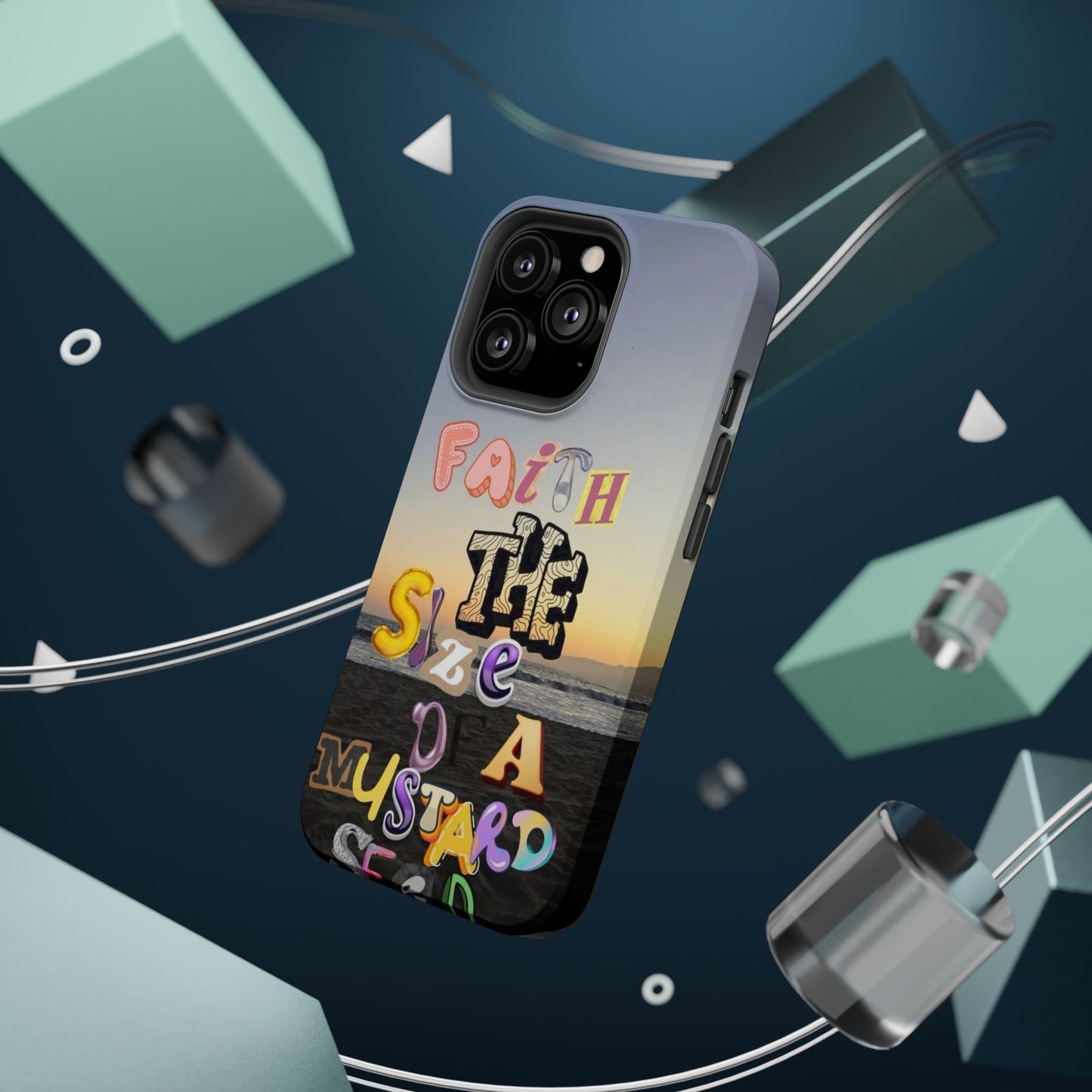 Magnetic Impact-Resistant Phone Case — "Faith the Size of a Mustard Seed" Sunset Design