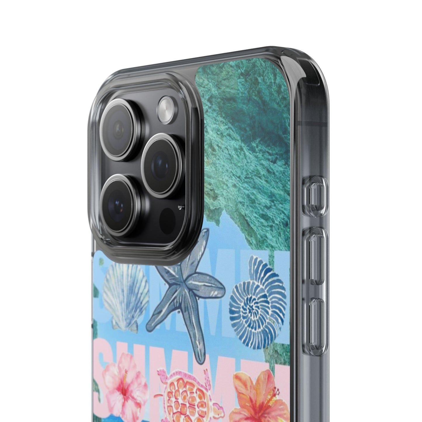 Clear Summer Beach Phone Case — Impact‑Resistant Tropical Design